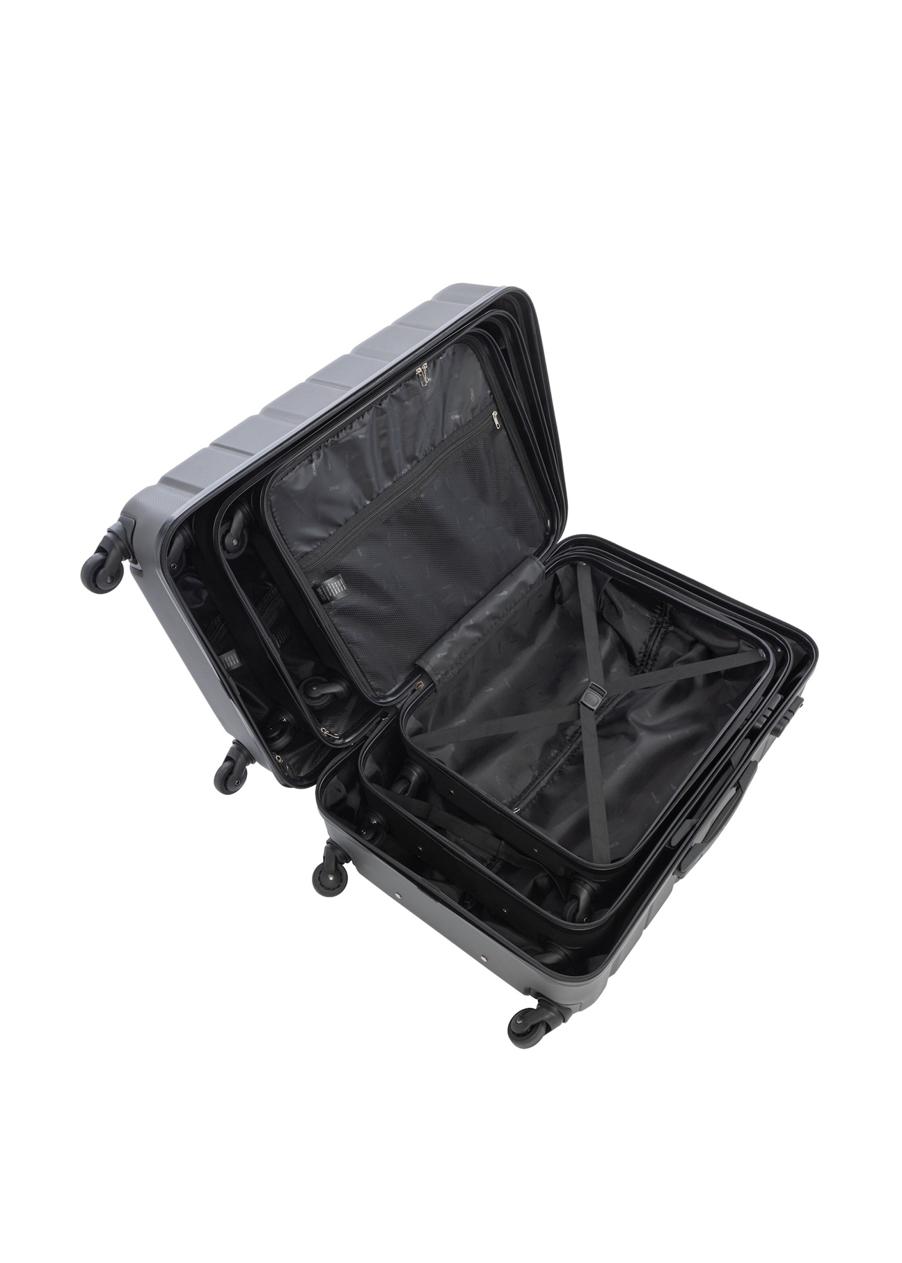 Set of 19''/24''/28'' trolley suitcases WALAB-0067-9B(W26), product view inside on white background.