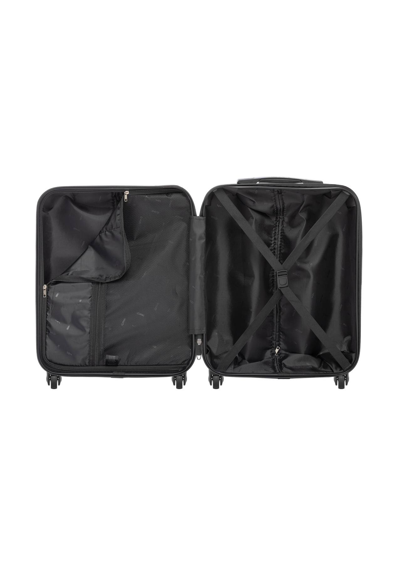 Small suitcase on wheels WALAB-0067-9B-19(W26), product view inside on white background.