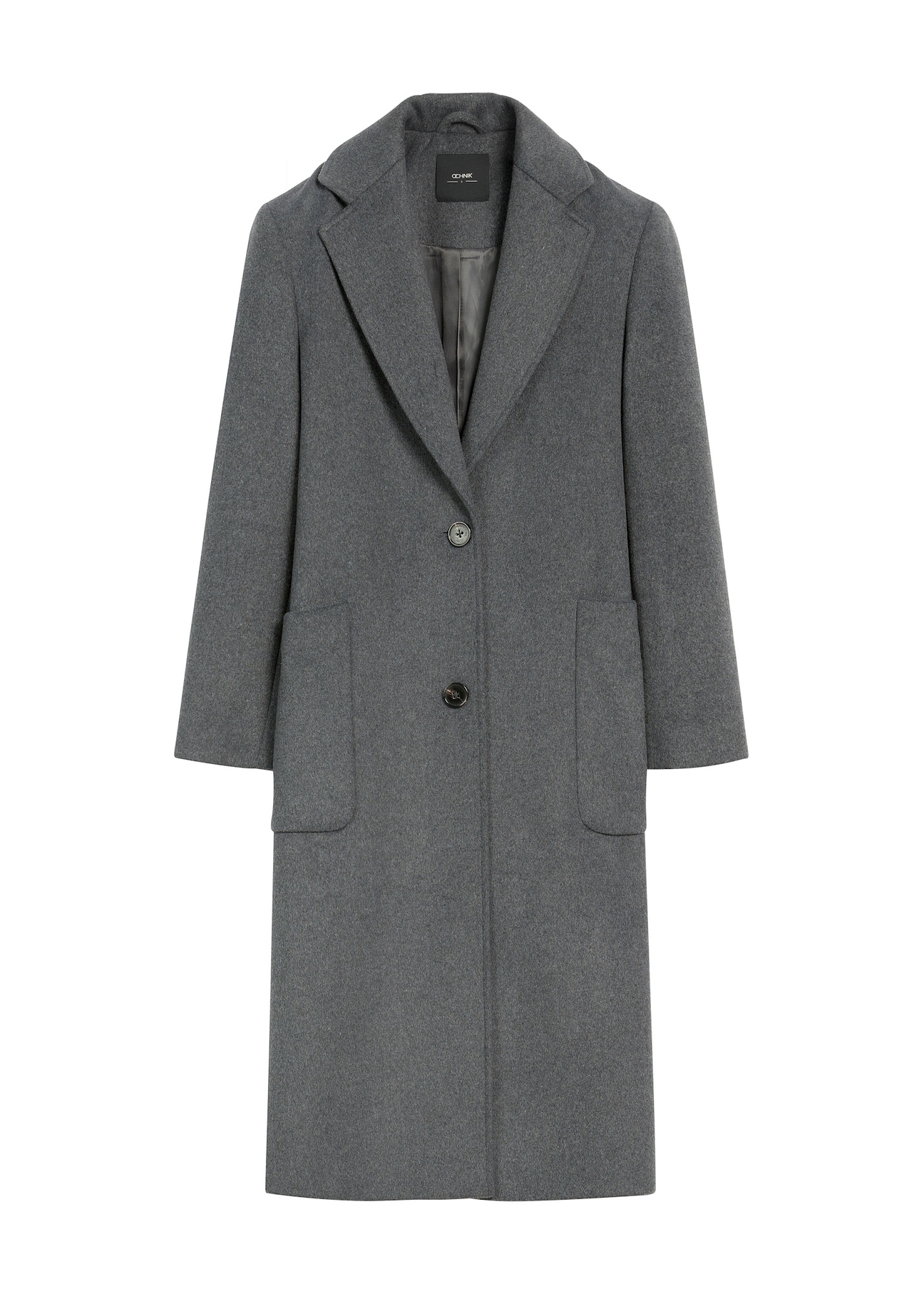 Gray woolen women's coat PLADT-0065-91(Z25)