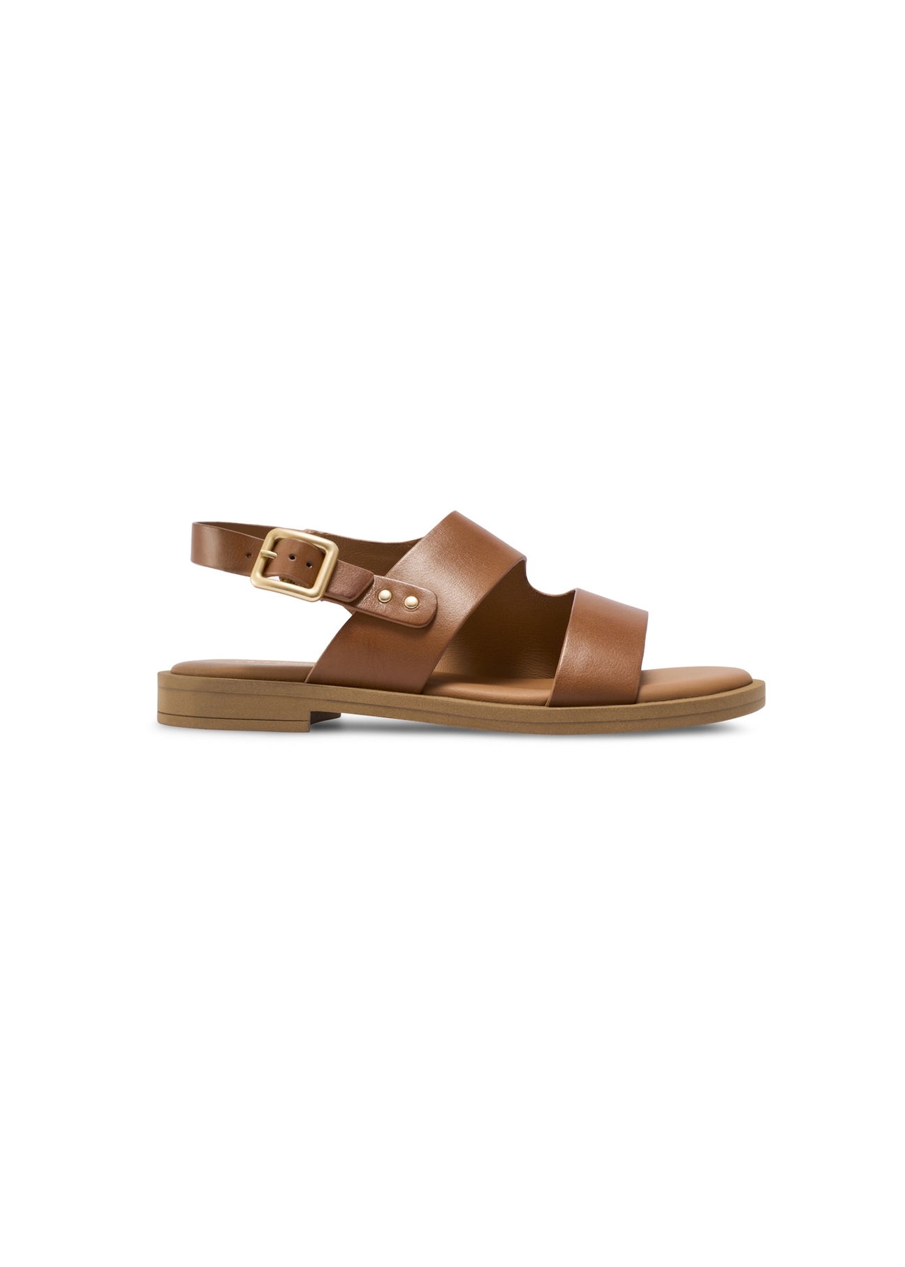 Women's leather sandals in cognac color BUTYD-1264-1F(W26), side view of the product on a white background.