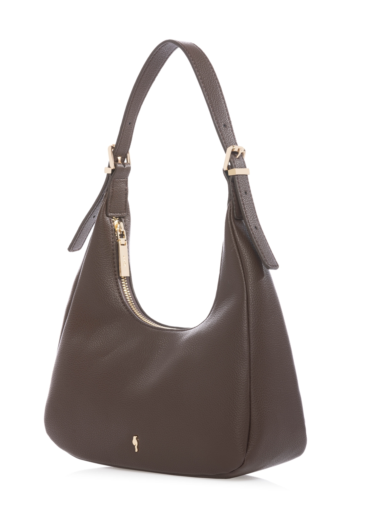 Brown small women's handbag TOREC-1239-1I(W26) - diagonal product view, on a white background.