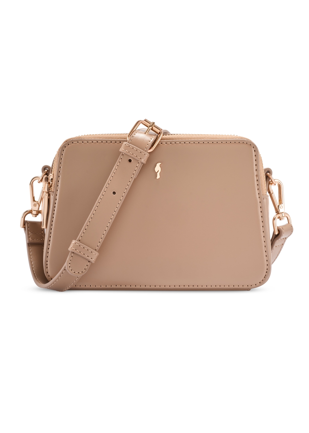 Beige small women's handbag TOREC-1126-1D(W26), product view from the front on a white background.