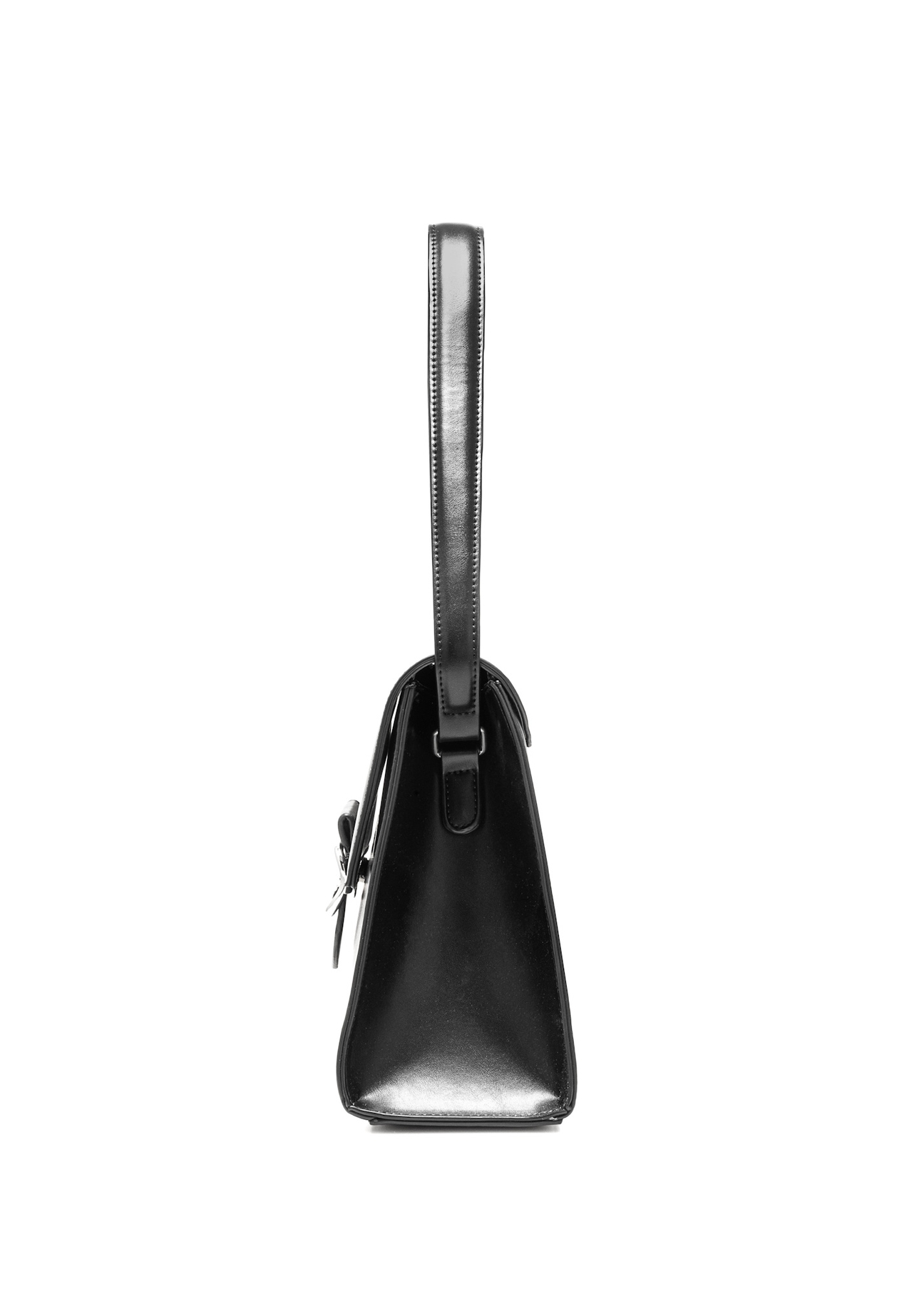 Elegant black women's handbag TOREC-1068-99(Z25), side view of the product on a white background.