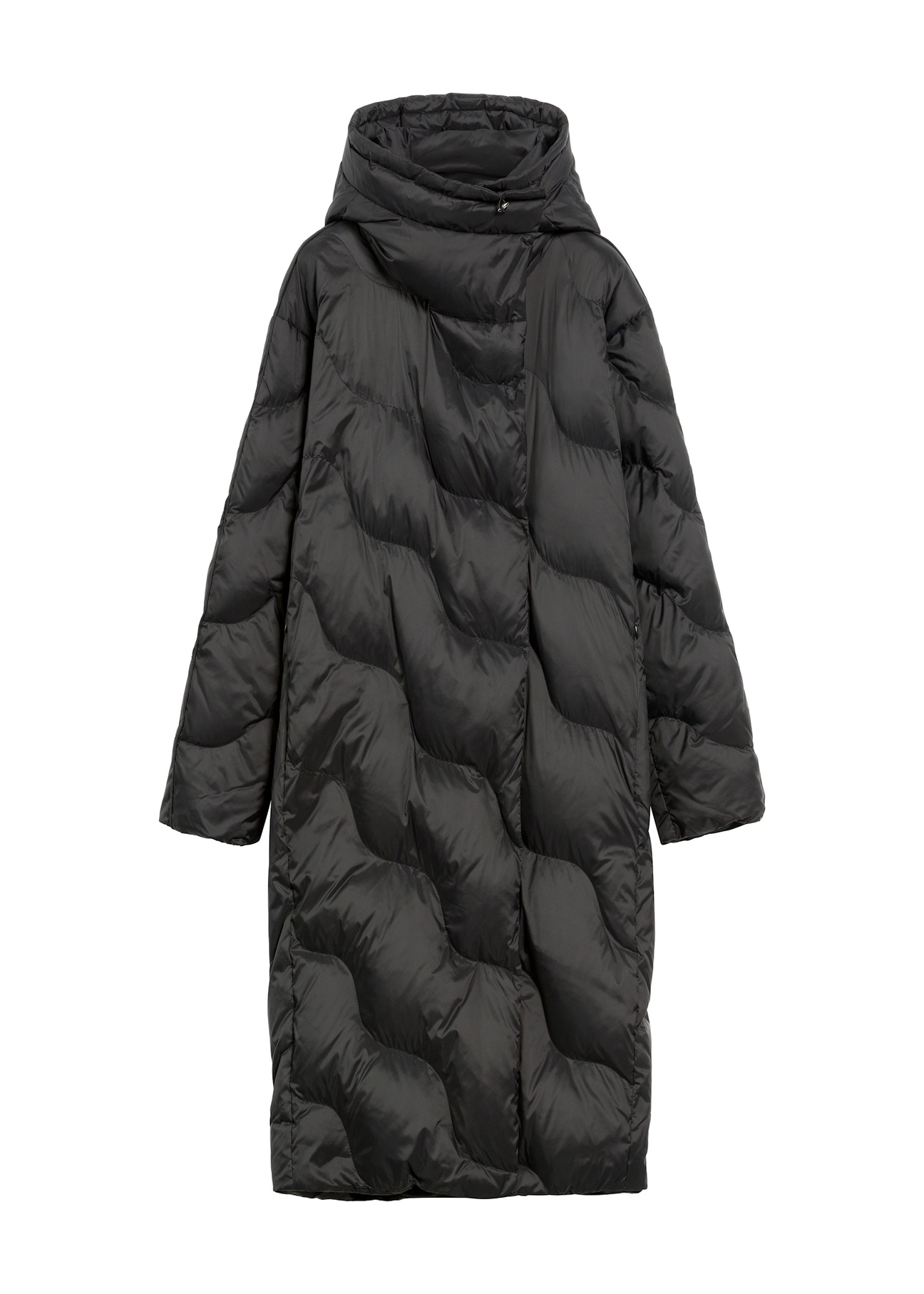 Black women's winter jacket KURDT-0604-99(Z25) - front product view on white background.