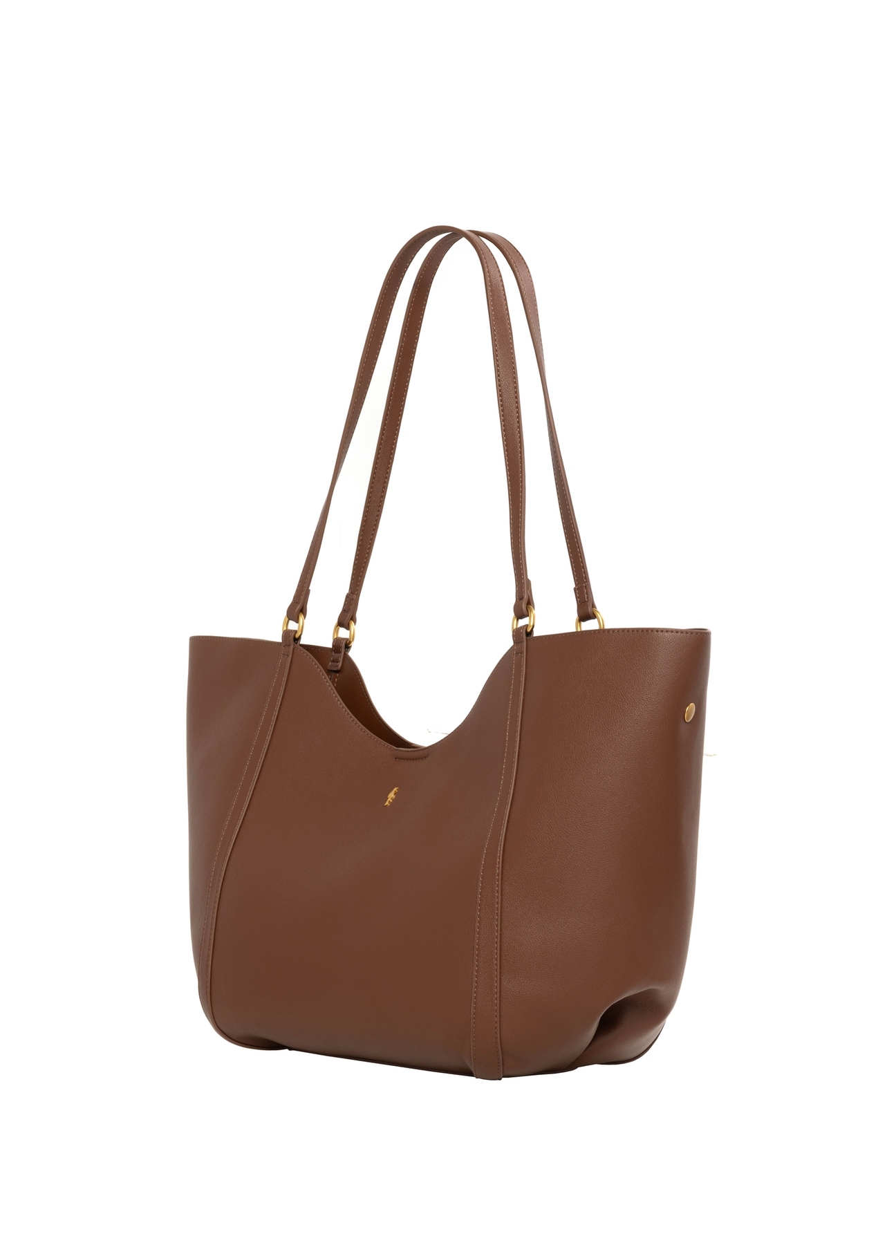 Light brown women's shopper bag TOREC-1296-3D(Z26), diagonal product view on white background.