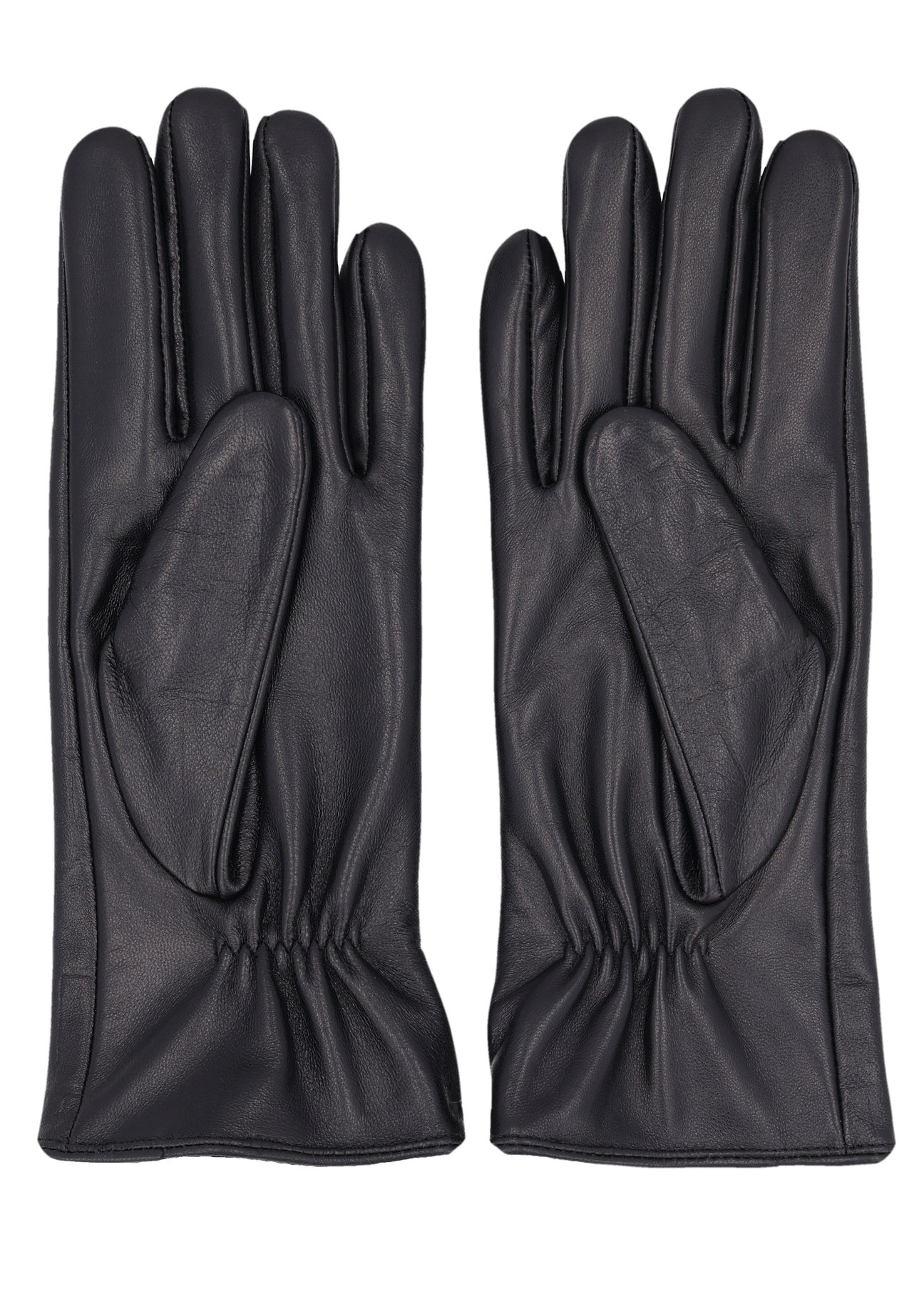 Women's black croco leather gloves REKDS-0001A-9G(Z26), product view from the back on a white background.