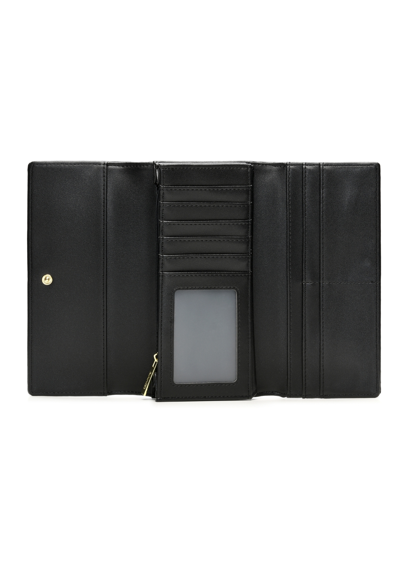 Black large women's wallet POREC-0398A-99(Z25), product view from the inside on a white background.