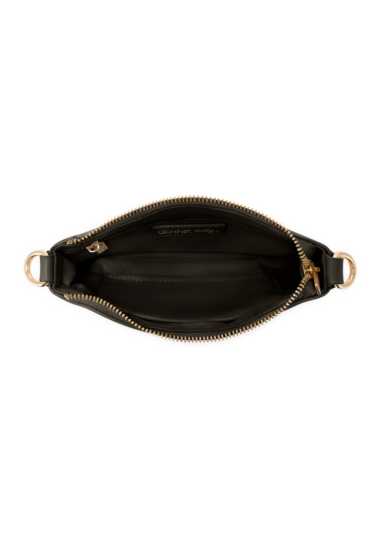 Small black women's handbag TOREC-1188-99(W26), product view from above on a white background.