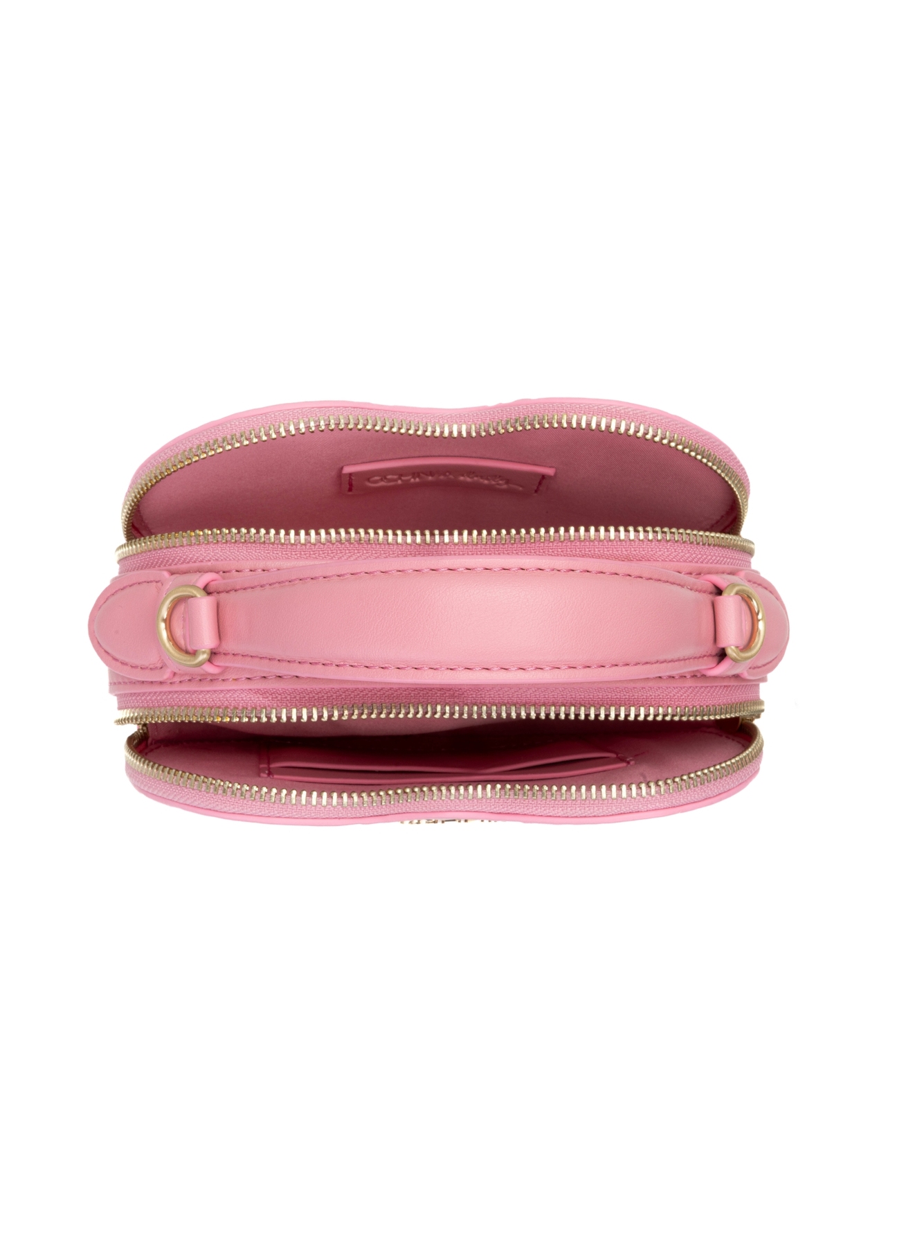 Pink heart-shaped handbag TOREC-1154-5B(W26), product view from above on white background.