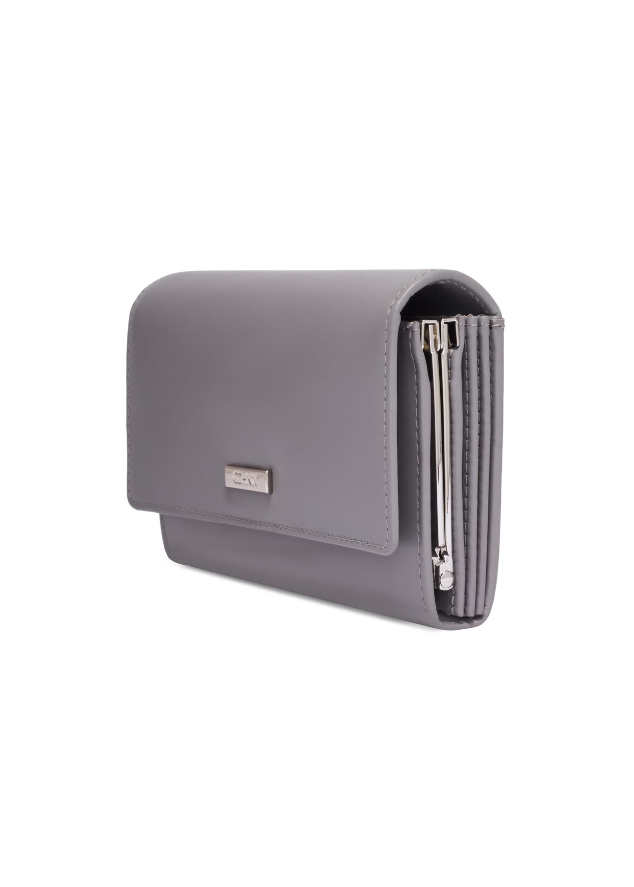 Graphite large leather women's wallet PORES-1024-9D(Z26) - diagonal product view, on a white background.