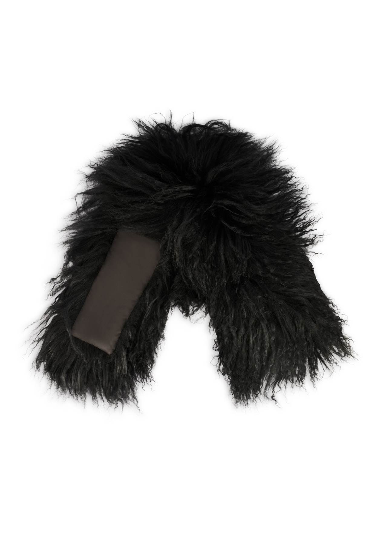 Black natural fur scarf SZADF-0034-99(Z25), folded product view on white background.