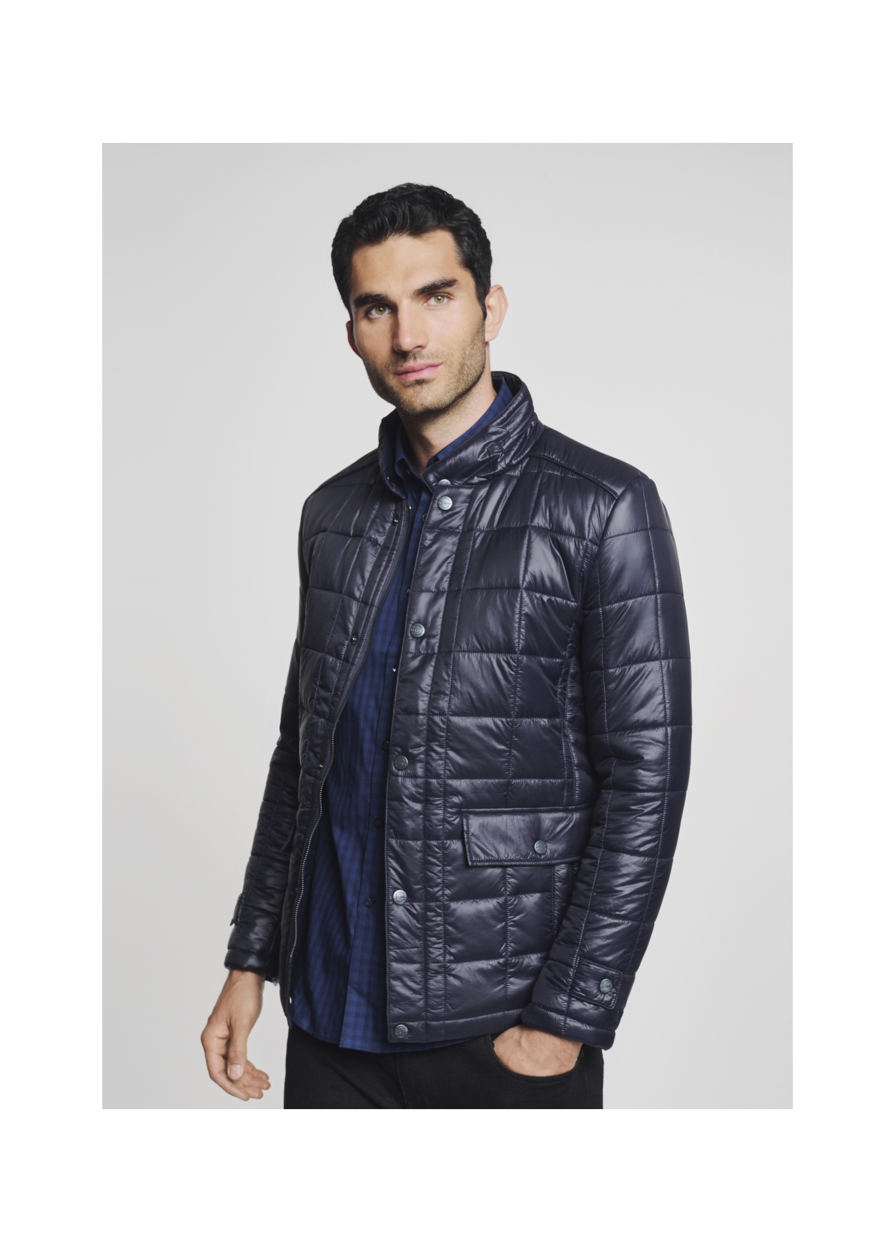 Men's quilted nylon fabric jacket KURMT-0212-99(Z21)-01
