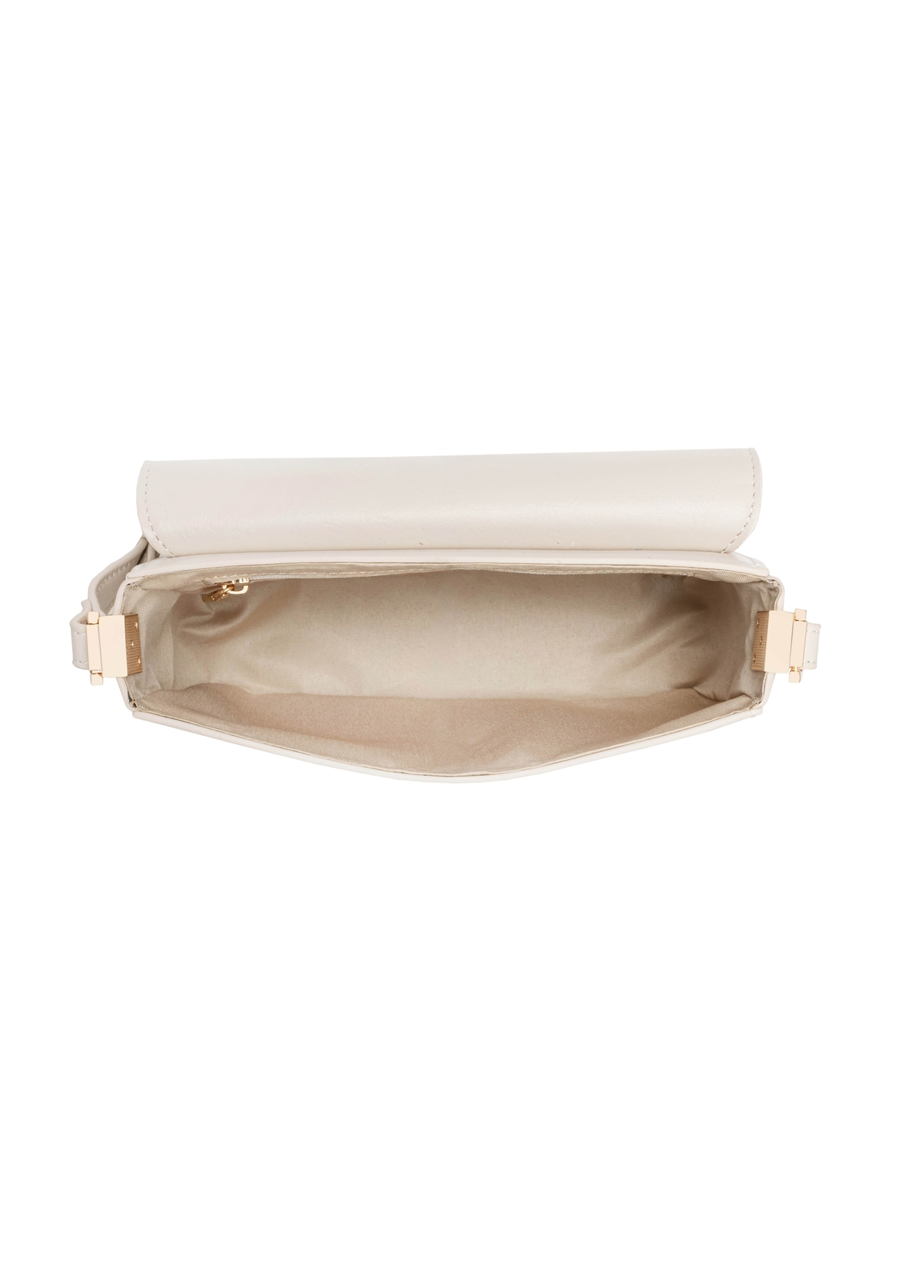 Elegant cream women's handbag TOREC-1251-0B(Z26). Top view on a white background.