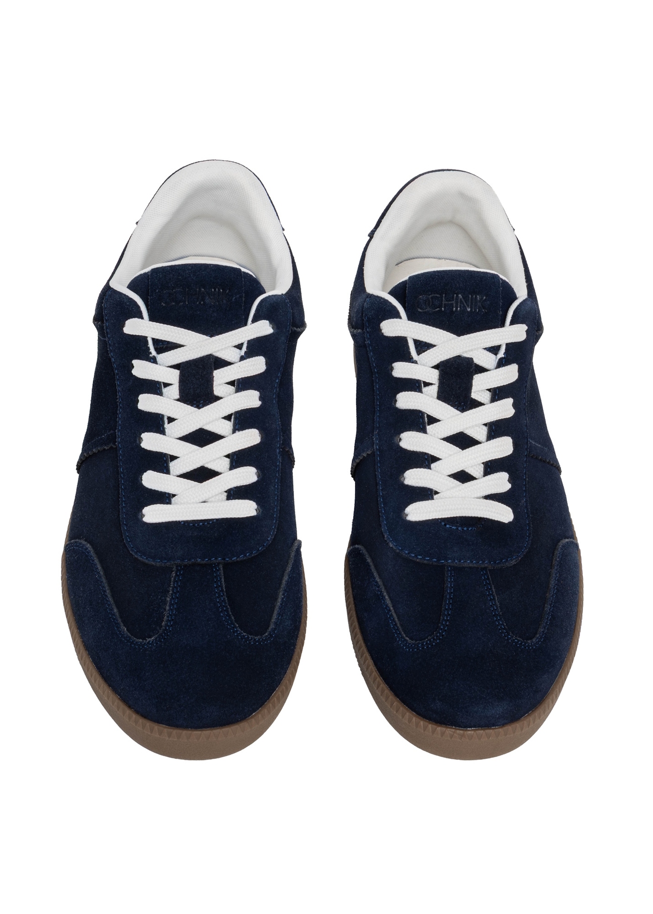 Navy blue suede men's sports shoes BUTYM-0567-7D(Z26), front product view on white background.