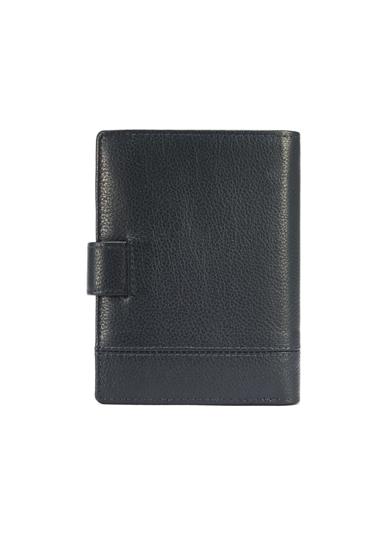 Navy blue men's leather wallet PORMS-0010B-69(W25), back view of the product on a white background.