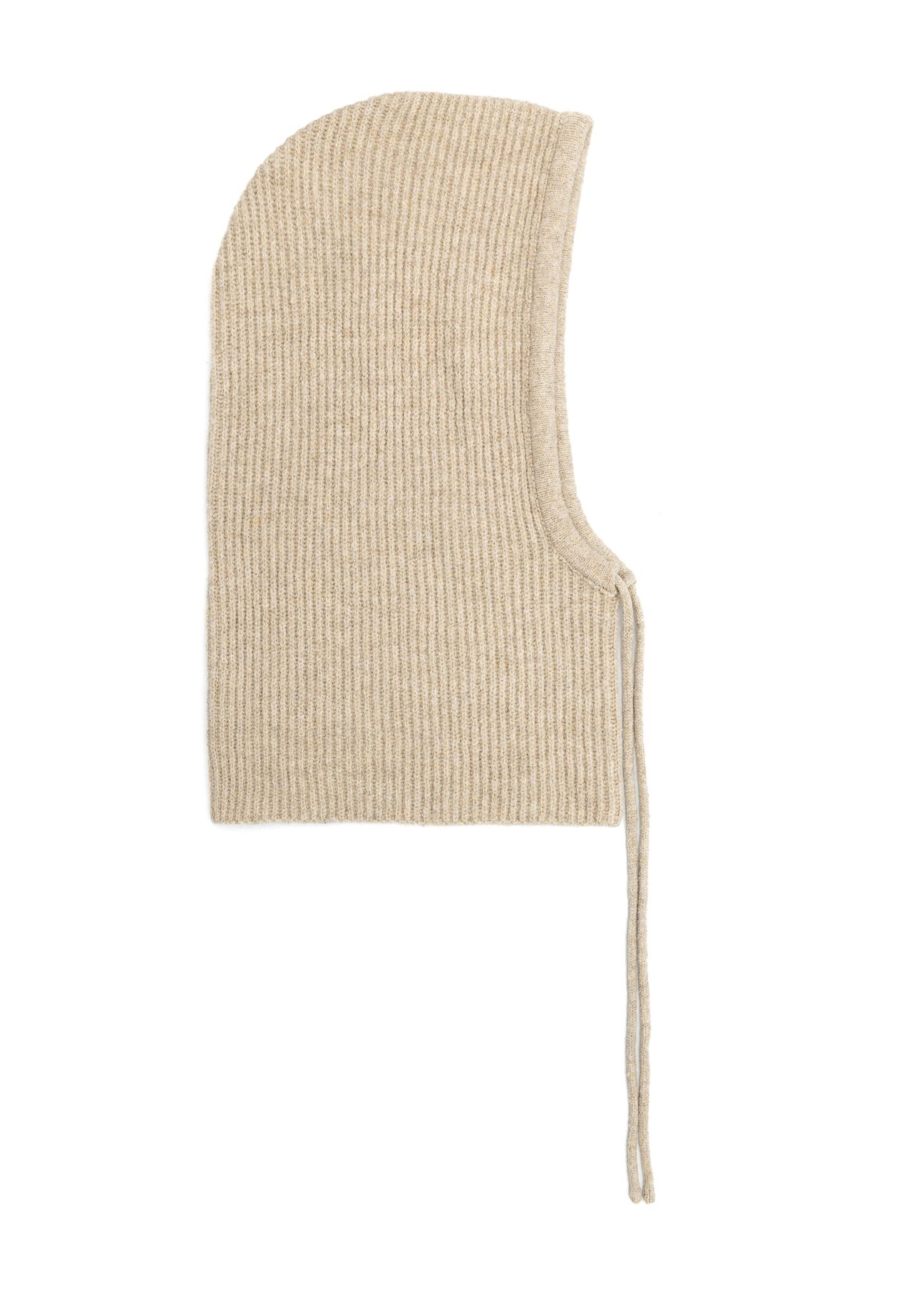 Beige women's scarf with hood SZADT-0215-80(Z25) - side view of the product on a white background.