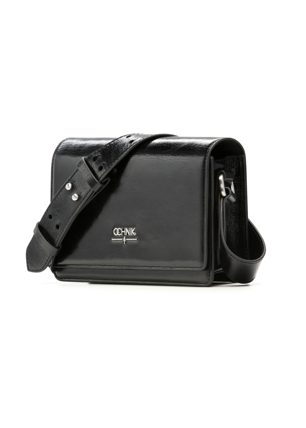 Black elegant leather women's handbag TORES-1356-9F(Z26), diagonal product view on a white background.