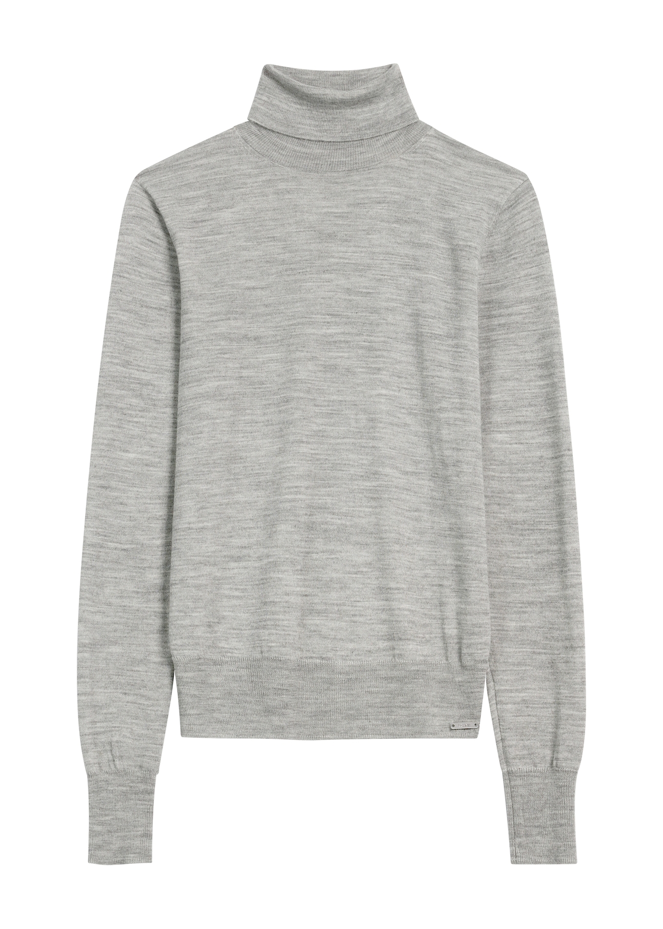 Women's gray wool turtleneck SWEDT-0255-91(Z25), front product view on white background.