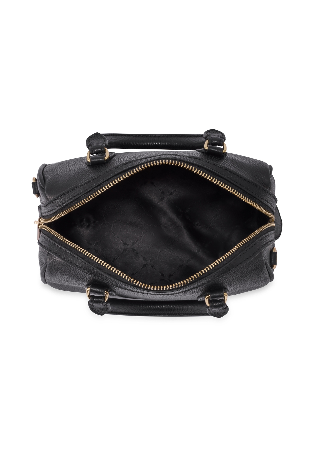Black leather women's handbag TORES-1381-99(Z26), product view inside on white background.