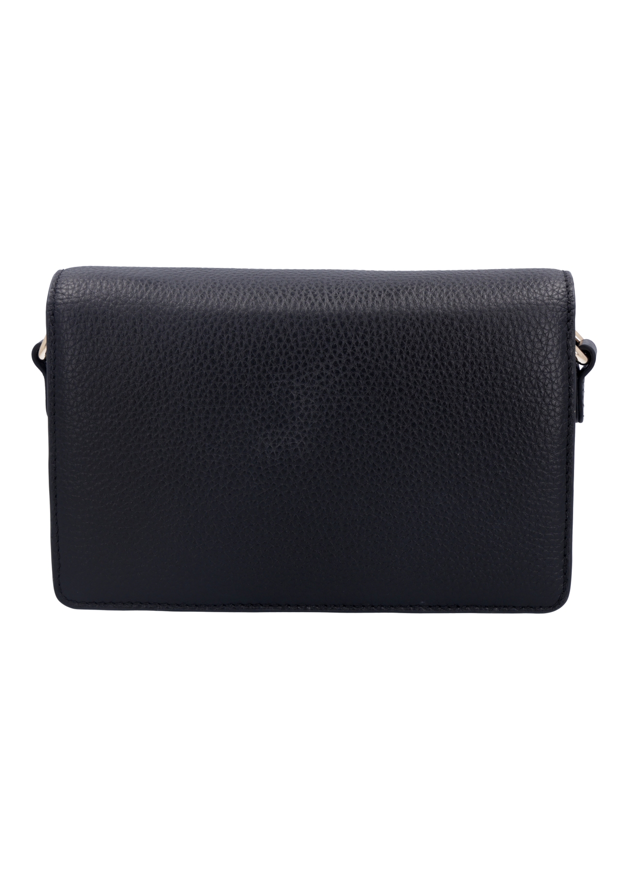 Black leather elegant women's handbag TORES-1356-9I(Z26), product view from the back on a light background.