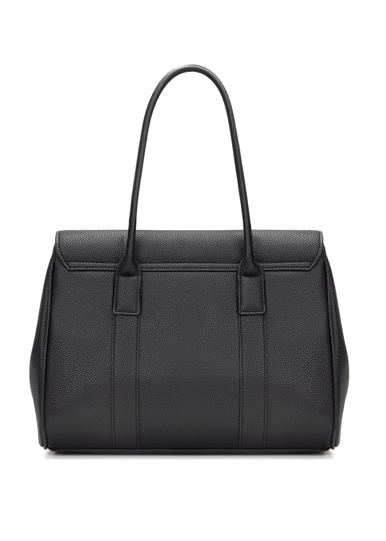 Black large women's handbag TOREC-1139-9I(W26), product view from the back on a white background.