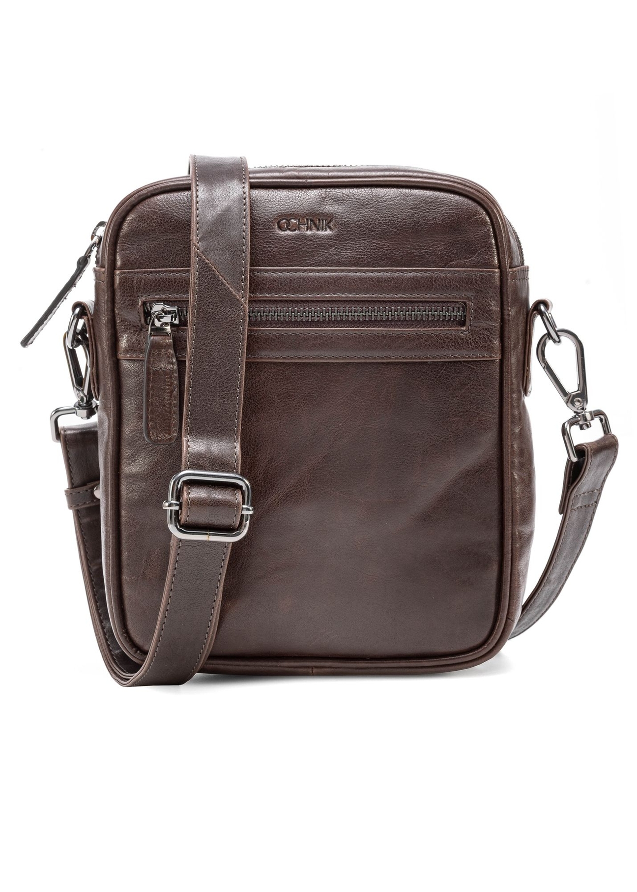 Brown men's bag TORMS-0461-1H(Z26), product view from the front on a white background.