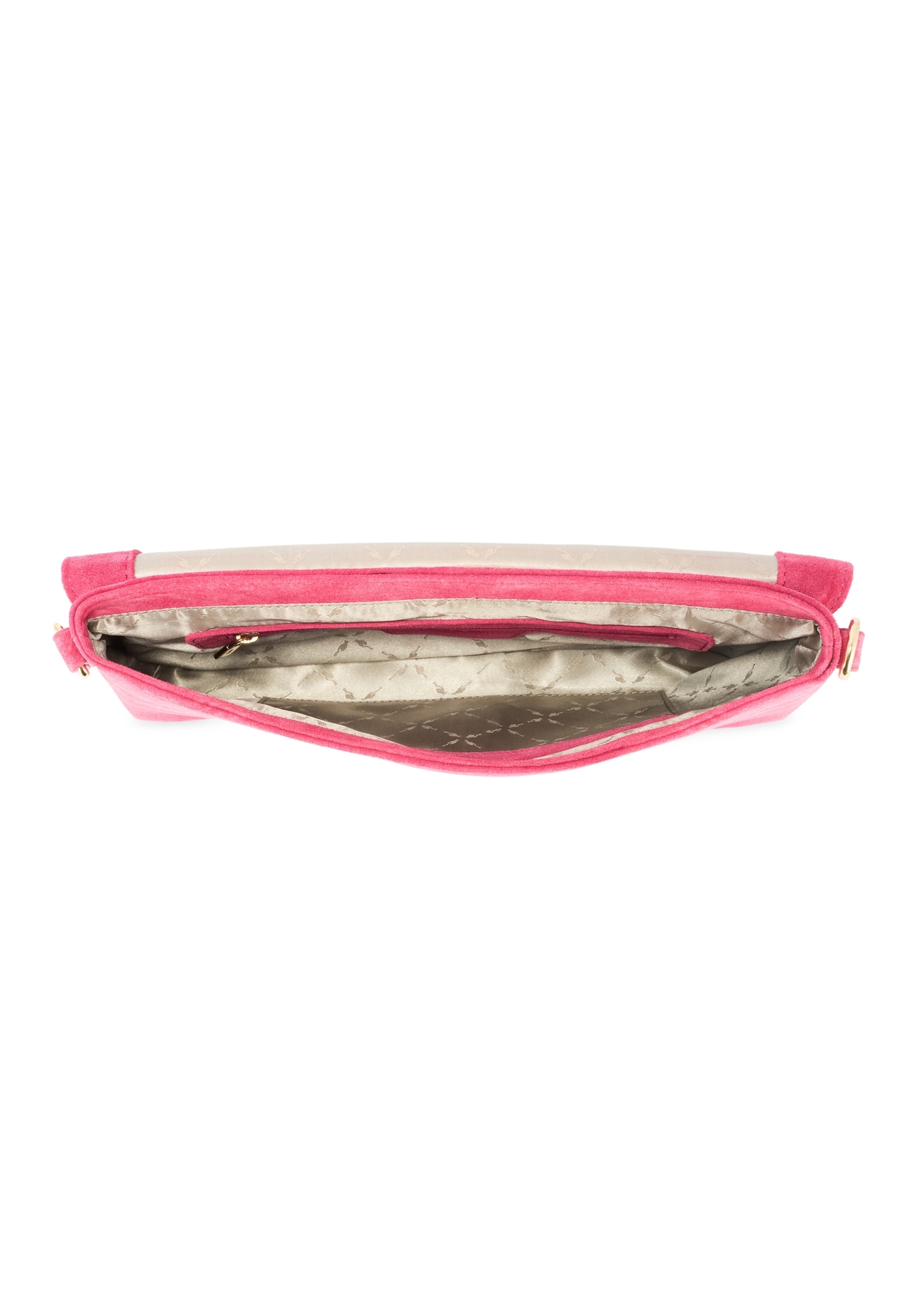 Pink suede women's handbag TORES-1247-5E(W26) - product view from above, on a white background.