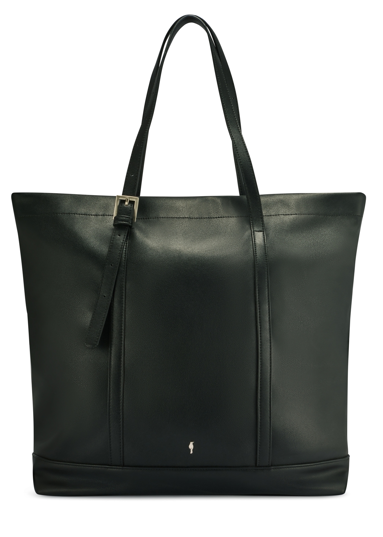 Large black women's shopper handbag TOREC-1067-99(Z25), product view from the front on a white background.