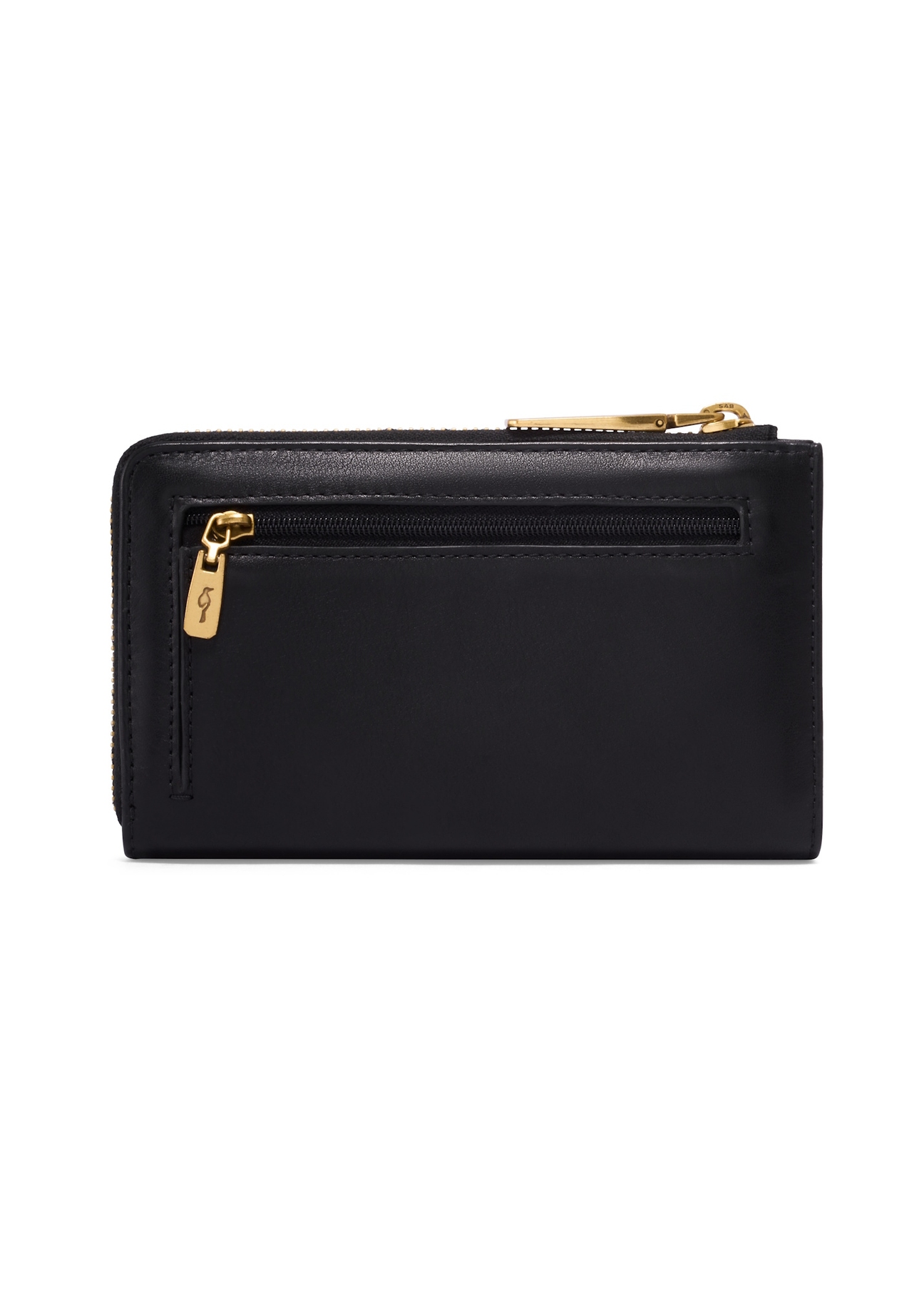 Black leather women's wallet PORES-0997-99(Z26), product view from the back on a light background.