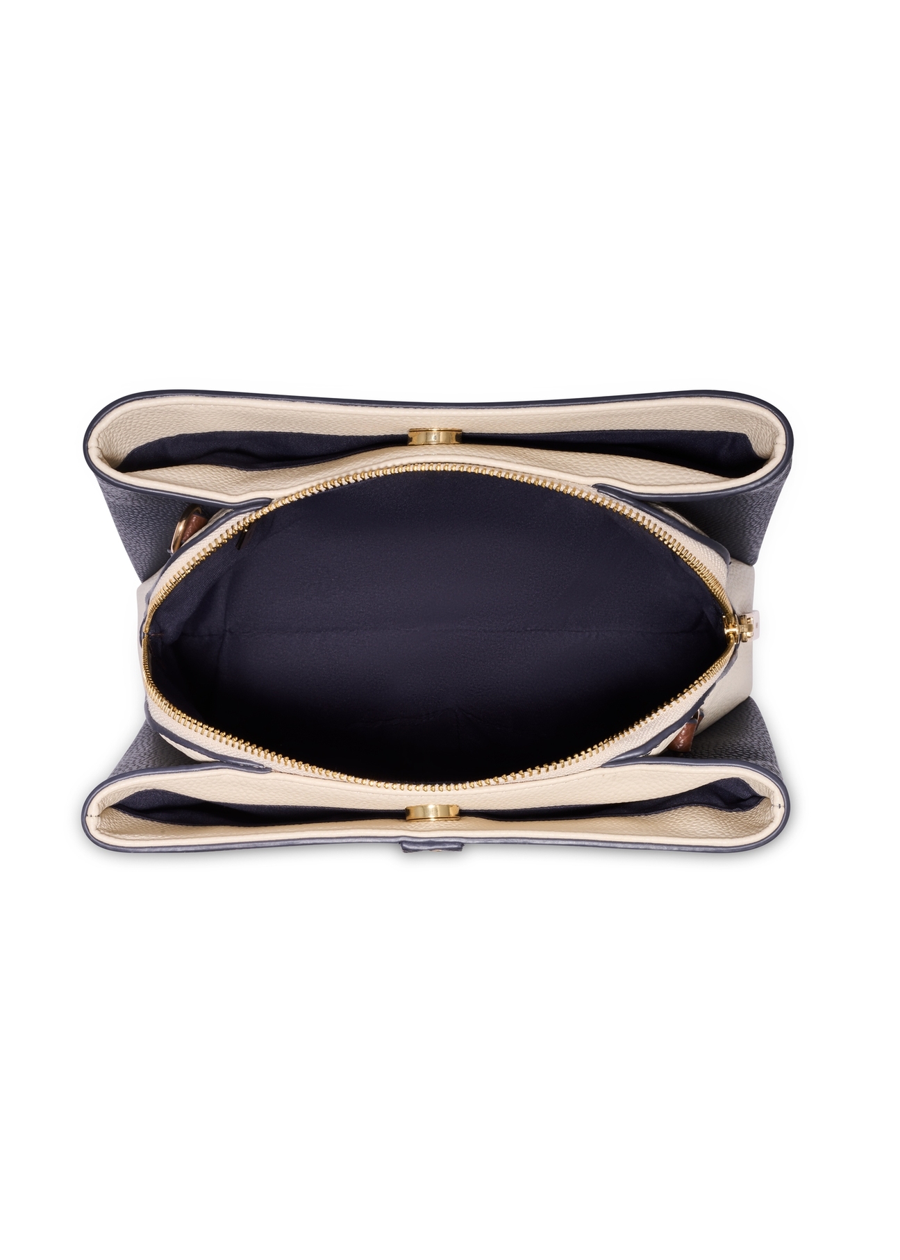 Dark navy blue women's handbag made of imitation leather TOREC-1261-7E(Z26), product view from above on a white background.