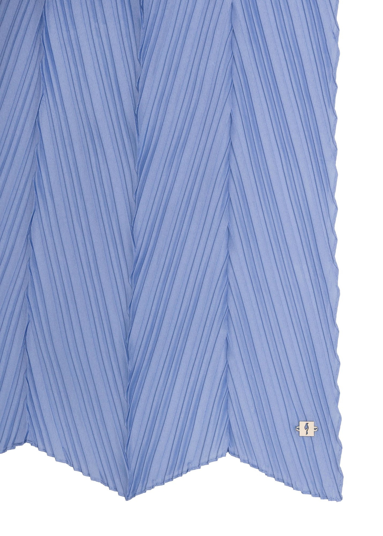 Blue women's scarf with crease SZADT-0157-60(W23)-03