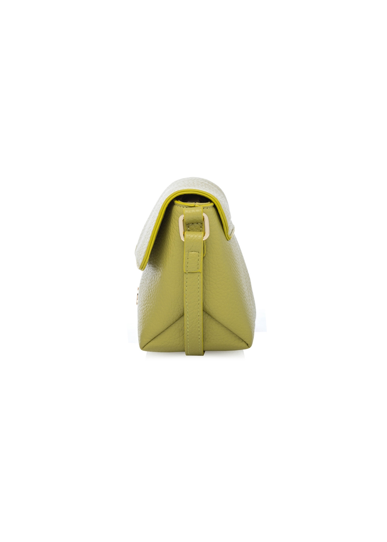 Lime green small women's shoulder bag TOREC-0916-8G(W26), side product view on white background.