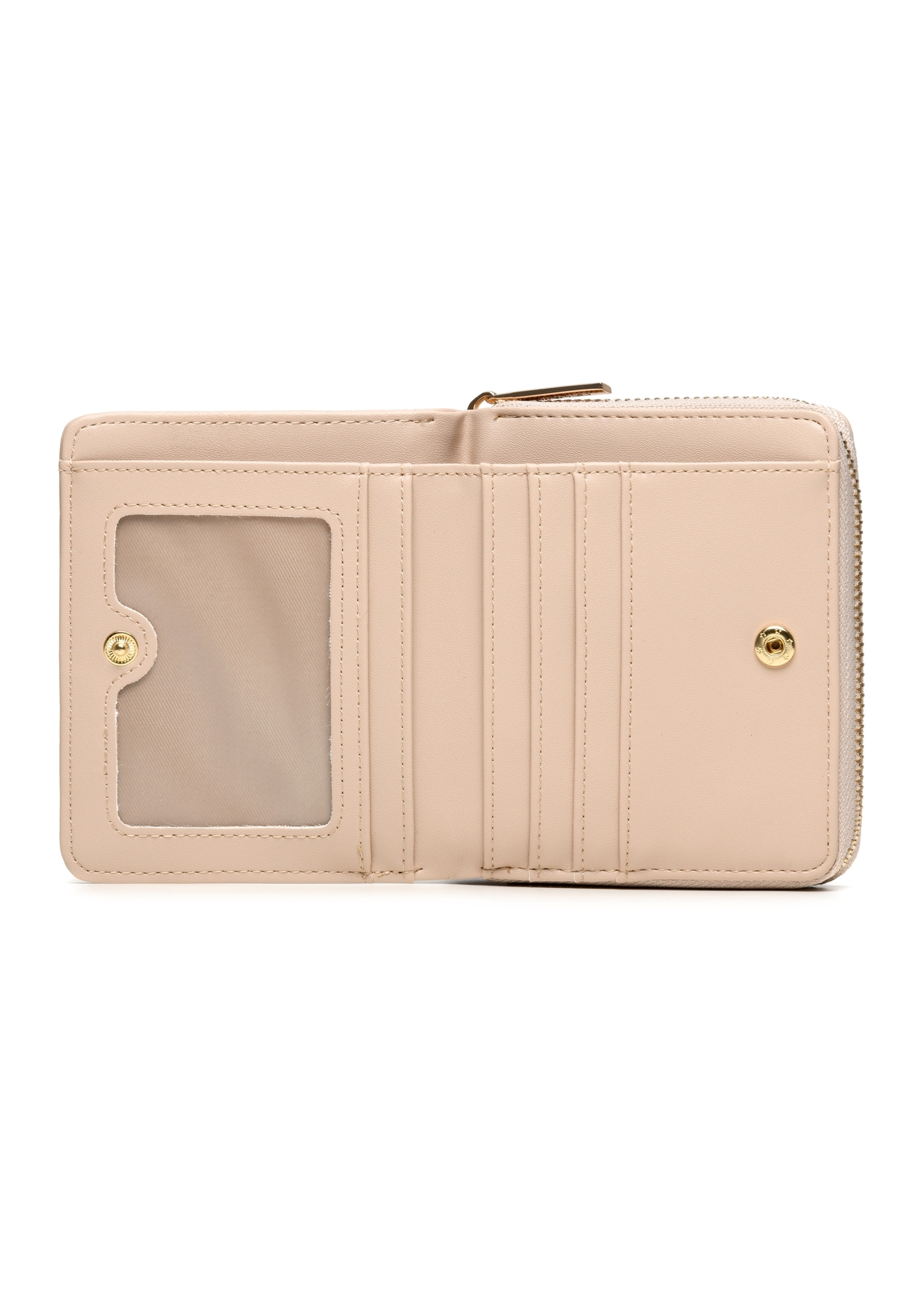 Beige small women's wallet POREC-0399A-81(Z25), product view from the inside on a white background.