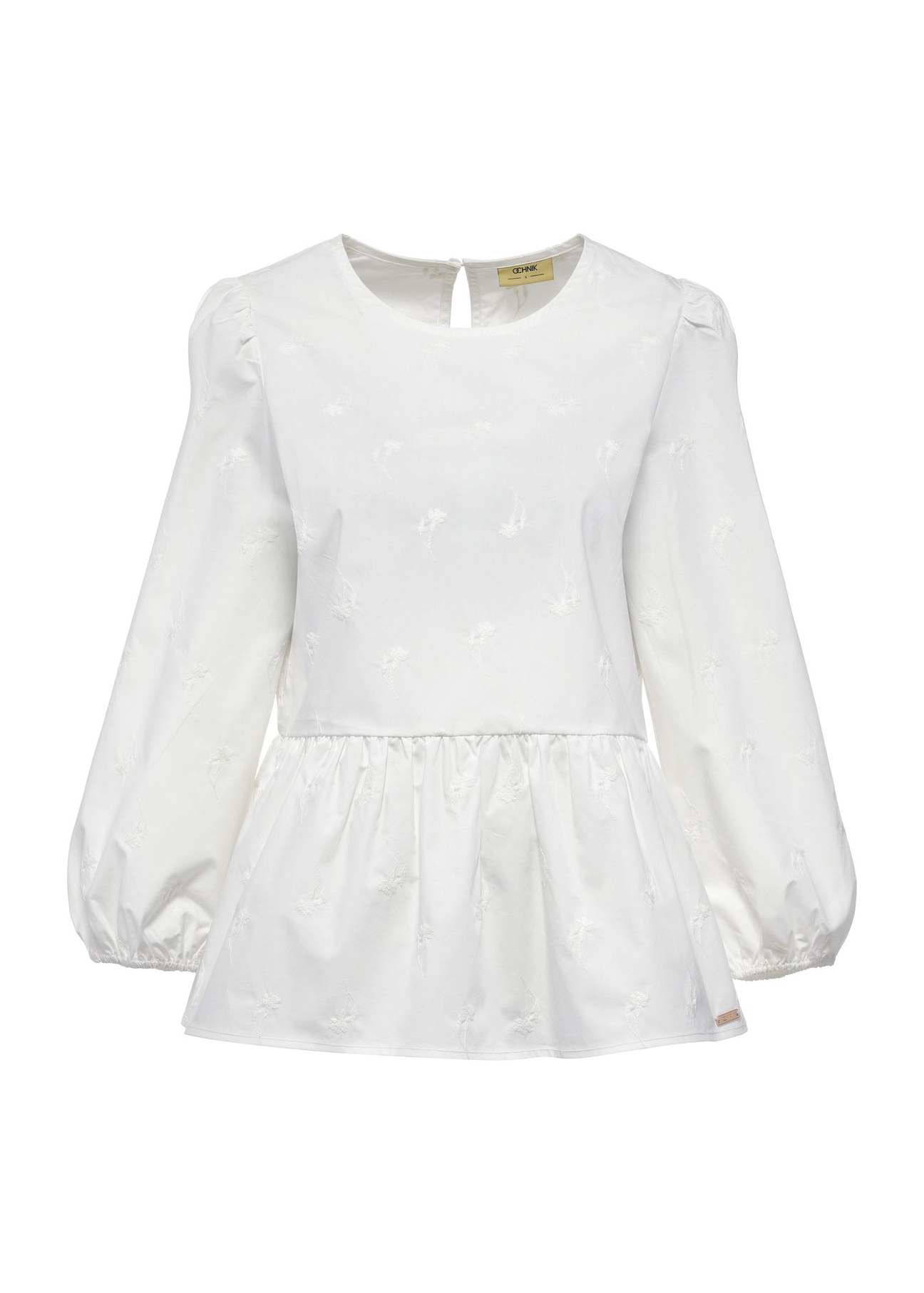 White peplum blouse with embroidery BLUDT-0188-12(W25)-06