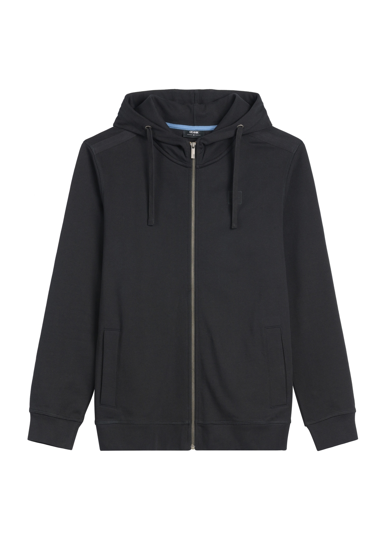 Men's black zipper sweatshirt BLZMT-0078-99(W26), front product view on white background.