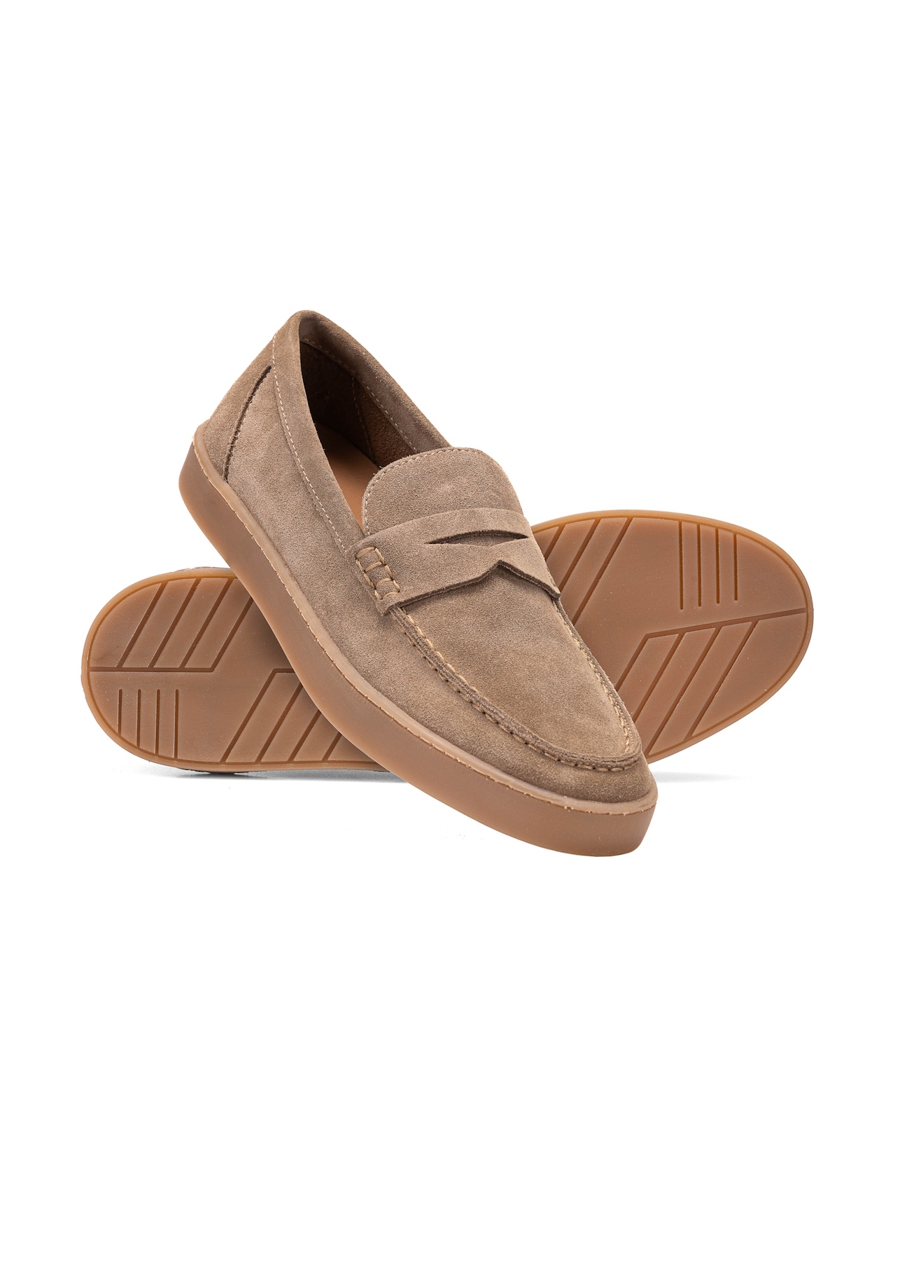Men's leather loafers in dark beige BUTYM-0498-82(W25)-05