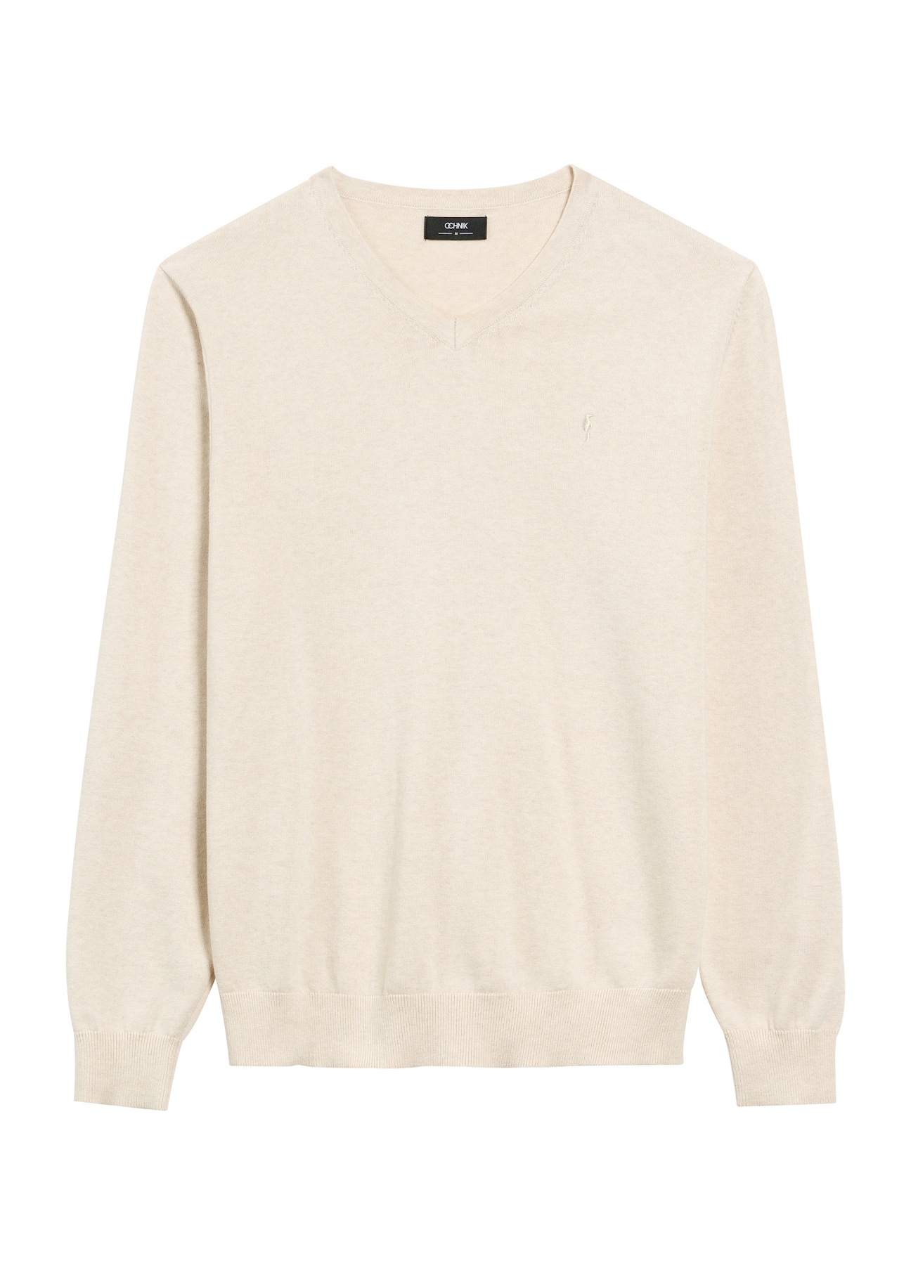 Beige men's sweater with logo SWEMT-0159A-80(Z25), front product view on white background.