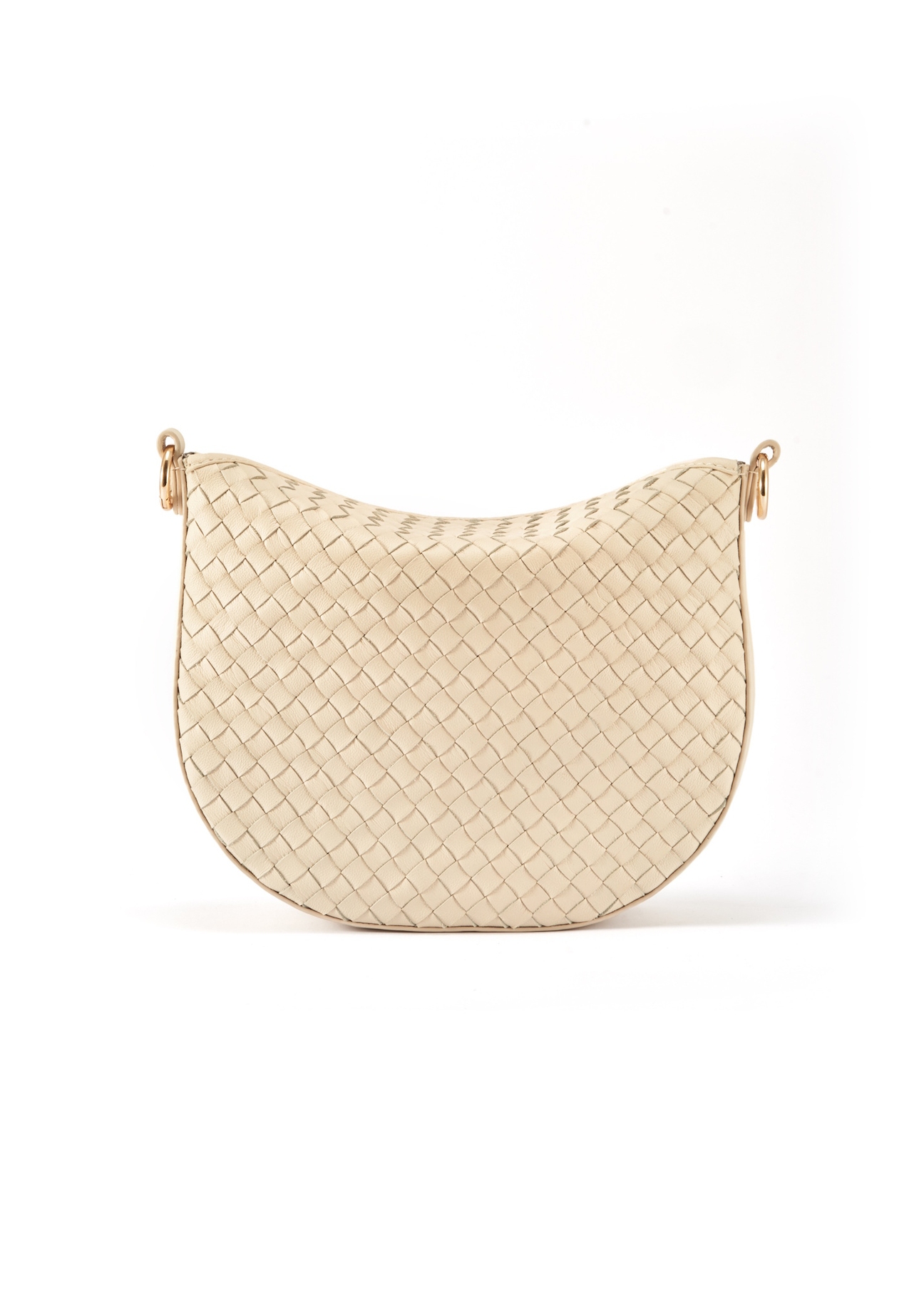 Cream braided leather messenger bag TORES-1109-12(W25)-05