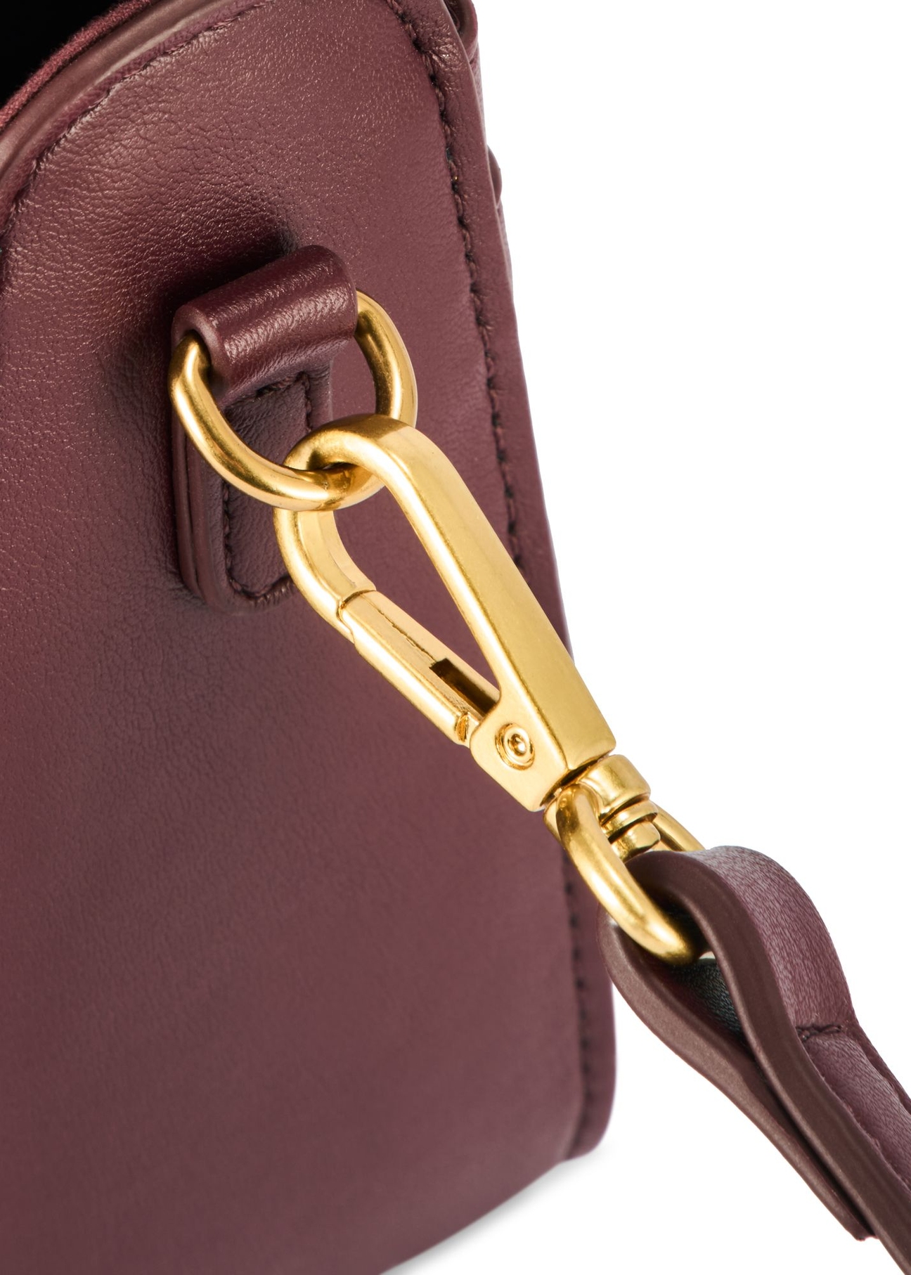 Burgundy women's trunk handbag TOREC-1080-49(Z25) - close-up of detail, on white background.