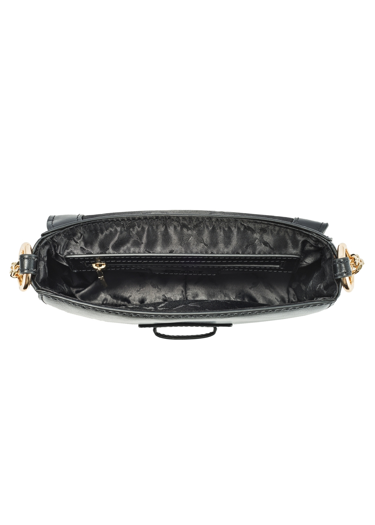 Black small leather handbag TORES-1150-99(Z25), product view from the inside on a white background.