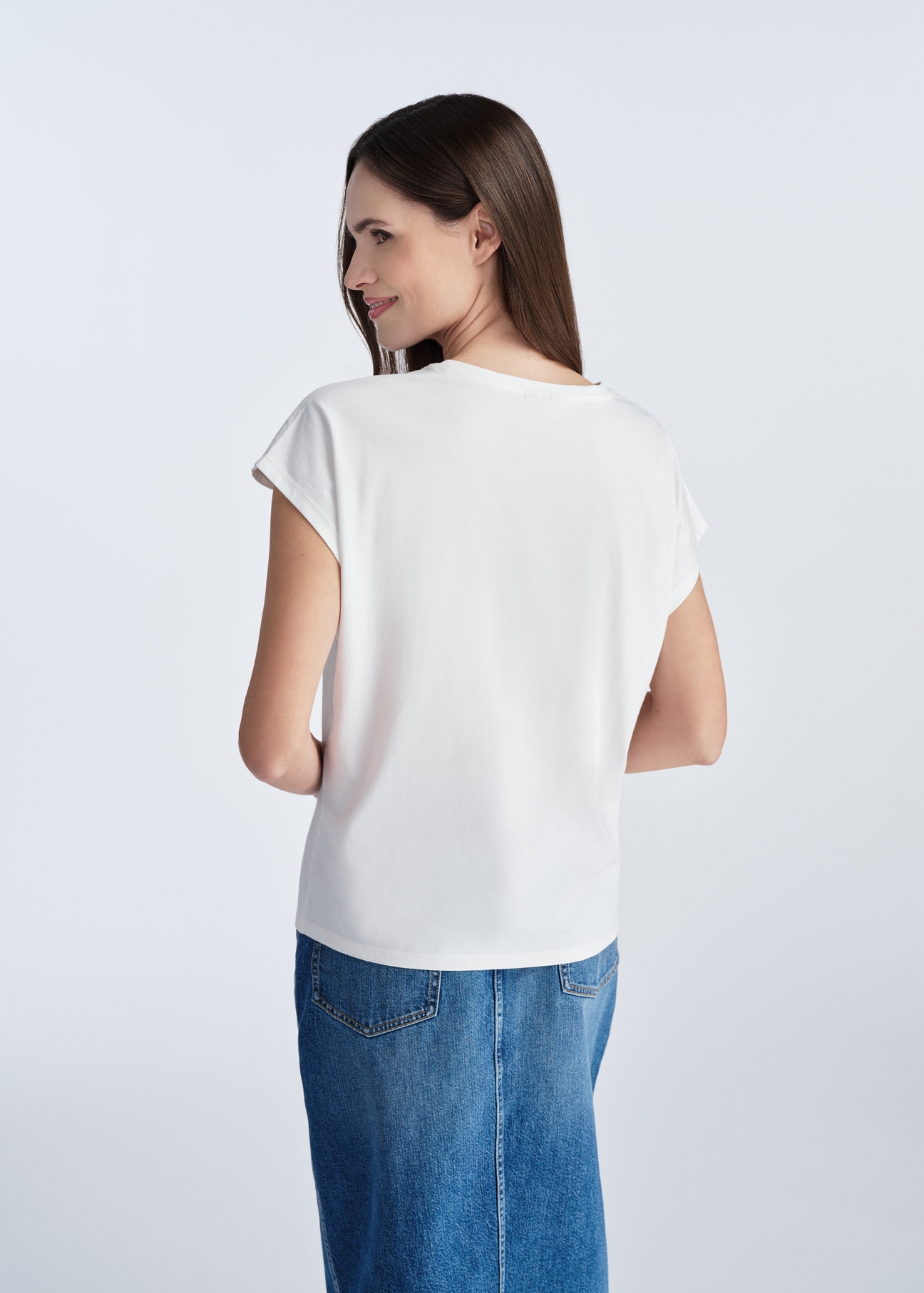 Women's cotton T-shirt with print TSHDT-0140-12(W25)-03