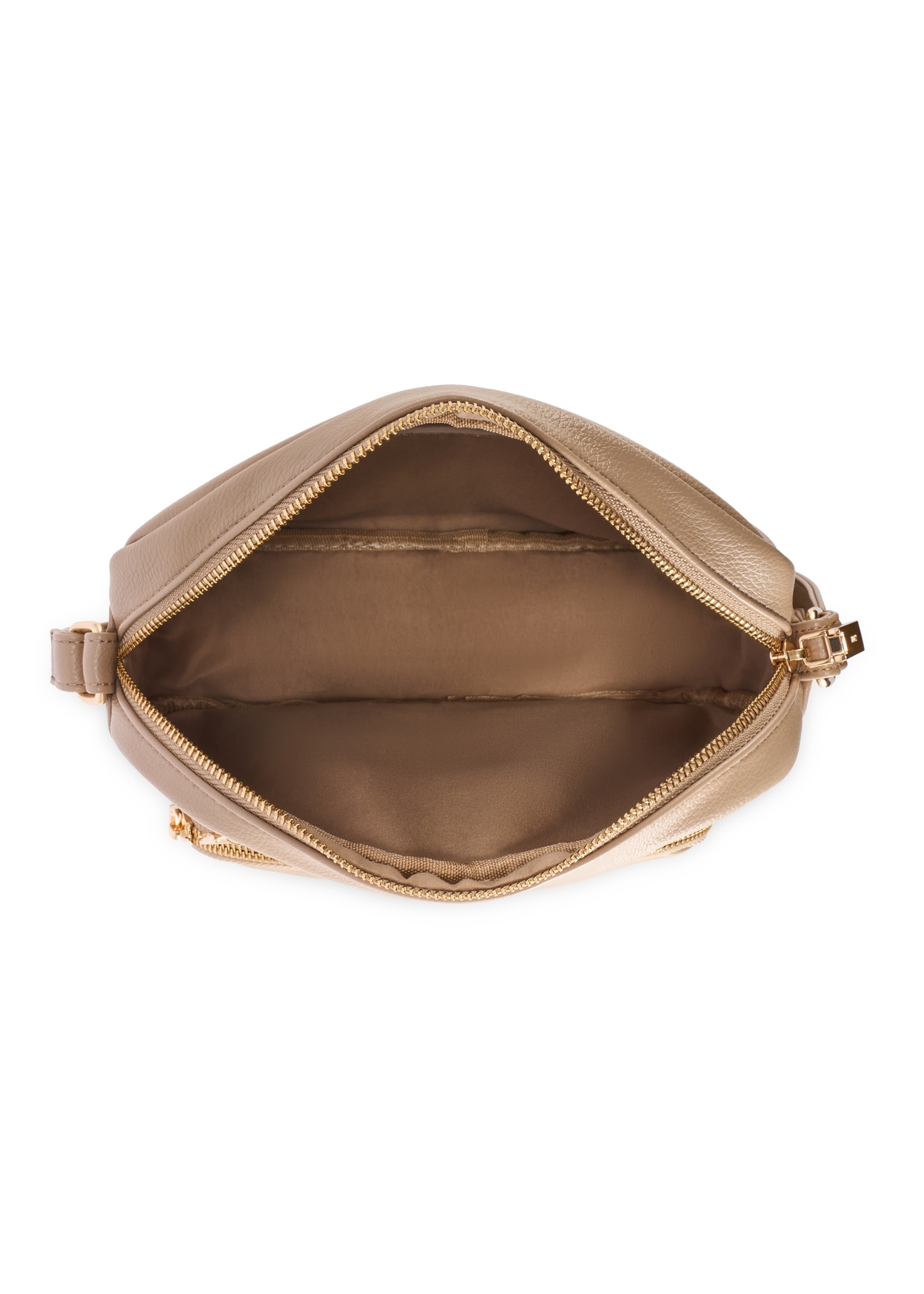 Women's shoulder bag in camel color TOREC-1123-1D(W26), product view from the inside on a white background.