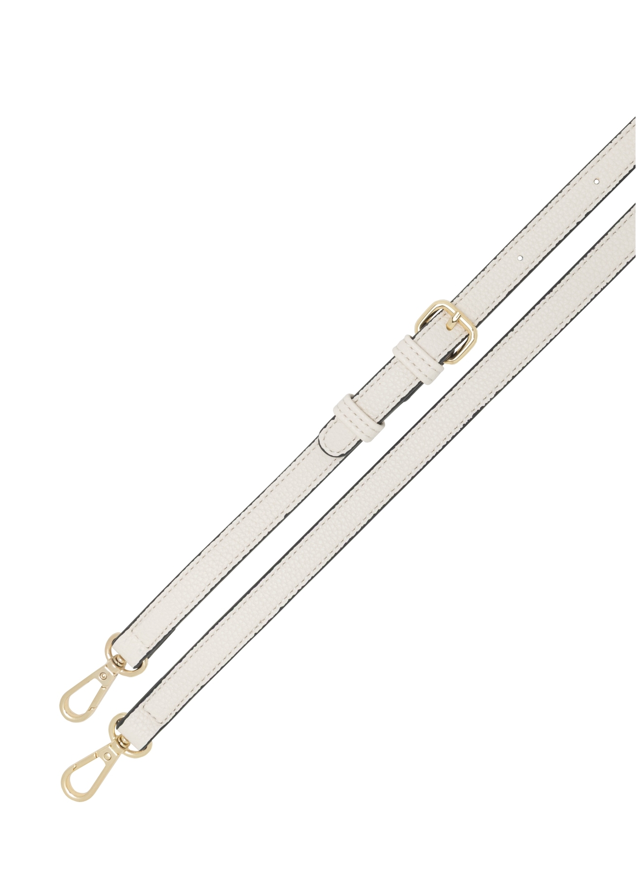 Cream women's waist bag with monogram TOREC-1157-0P(W26) - striped view, on a white background.