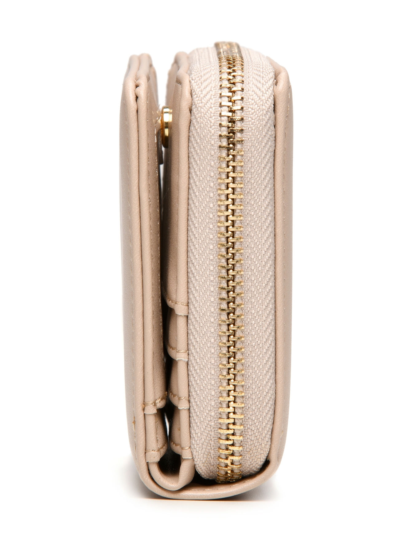 Beige small women's wallet POREC-0399A-81(Z25), product view from the side on a white background.