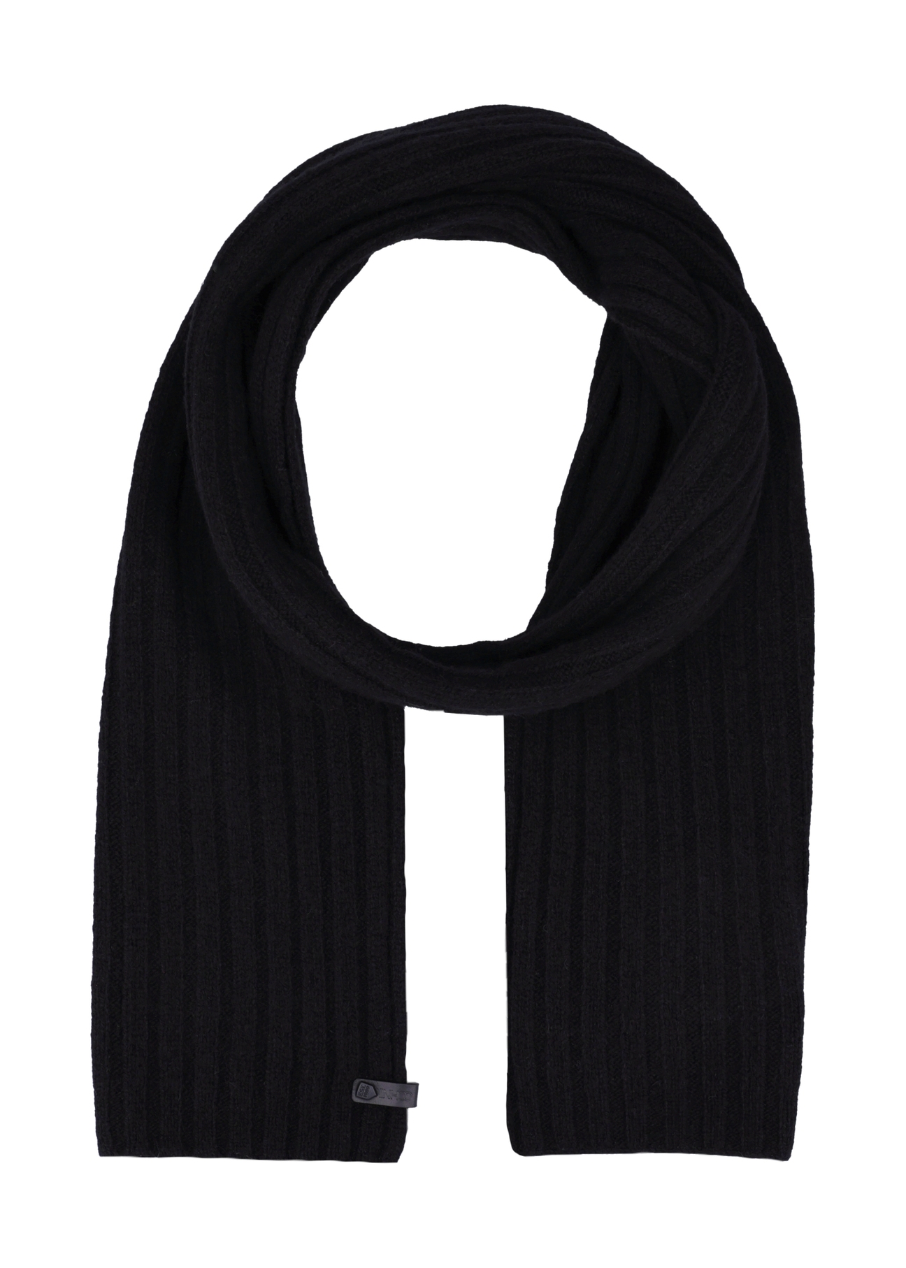 Black men's wool scarf SZAMT-0030-99(Z25), front product view on white background.