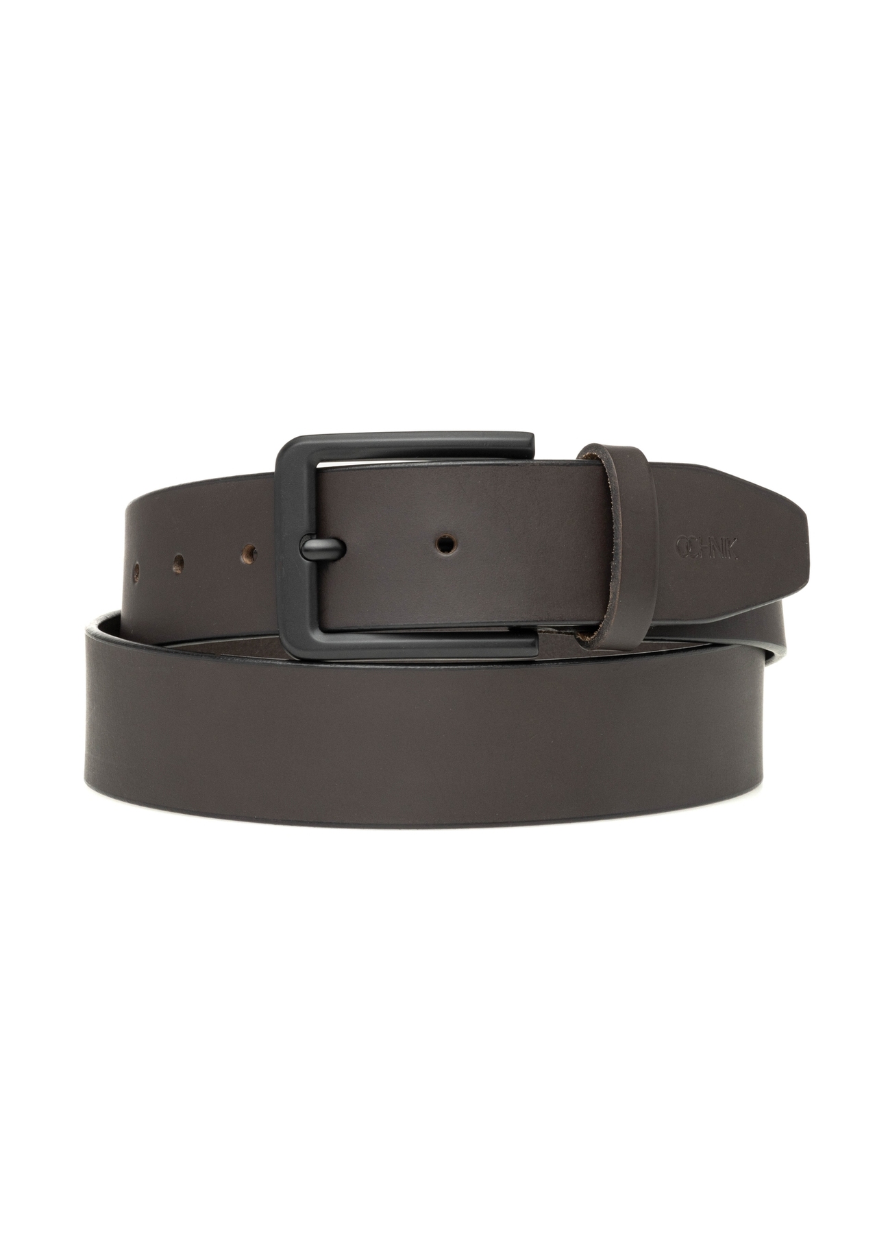 Men's brown leather belt PASMS-0280-1H(W26) - front product view, on white background.