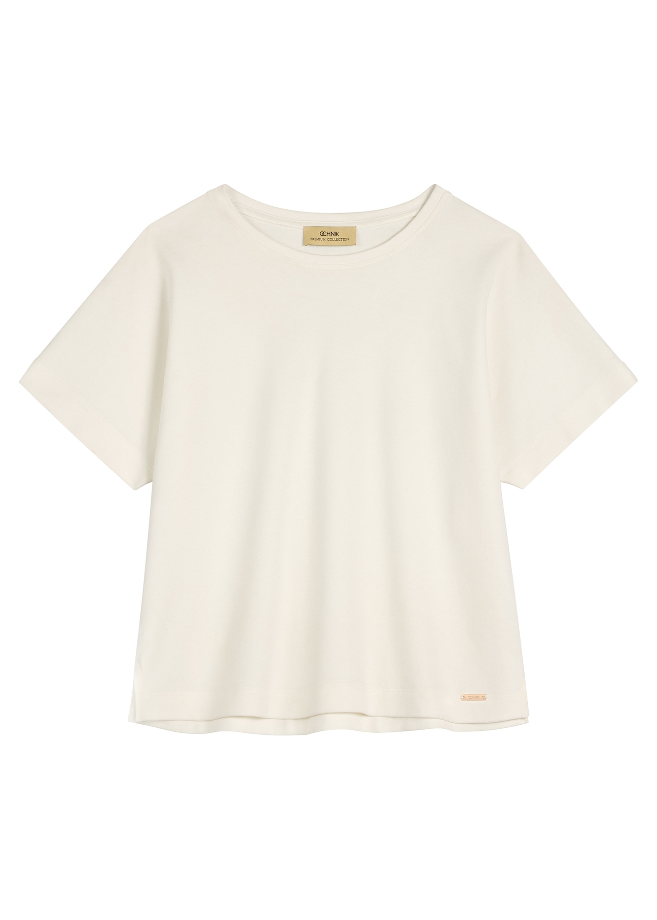 Cream mercerized cotton women's t-shirt TSHDT-0154-0B(W26), front product view on white background.