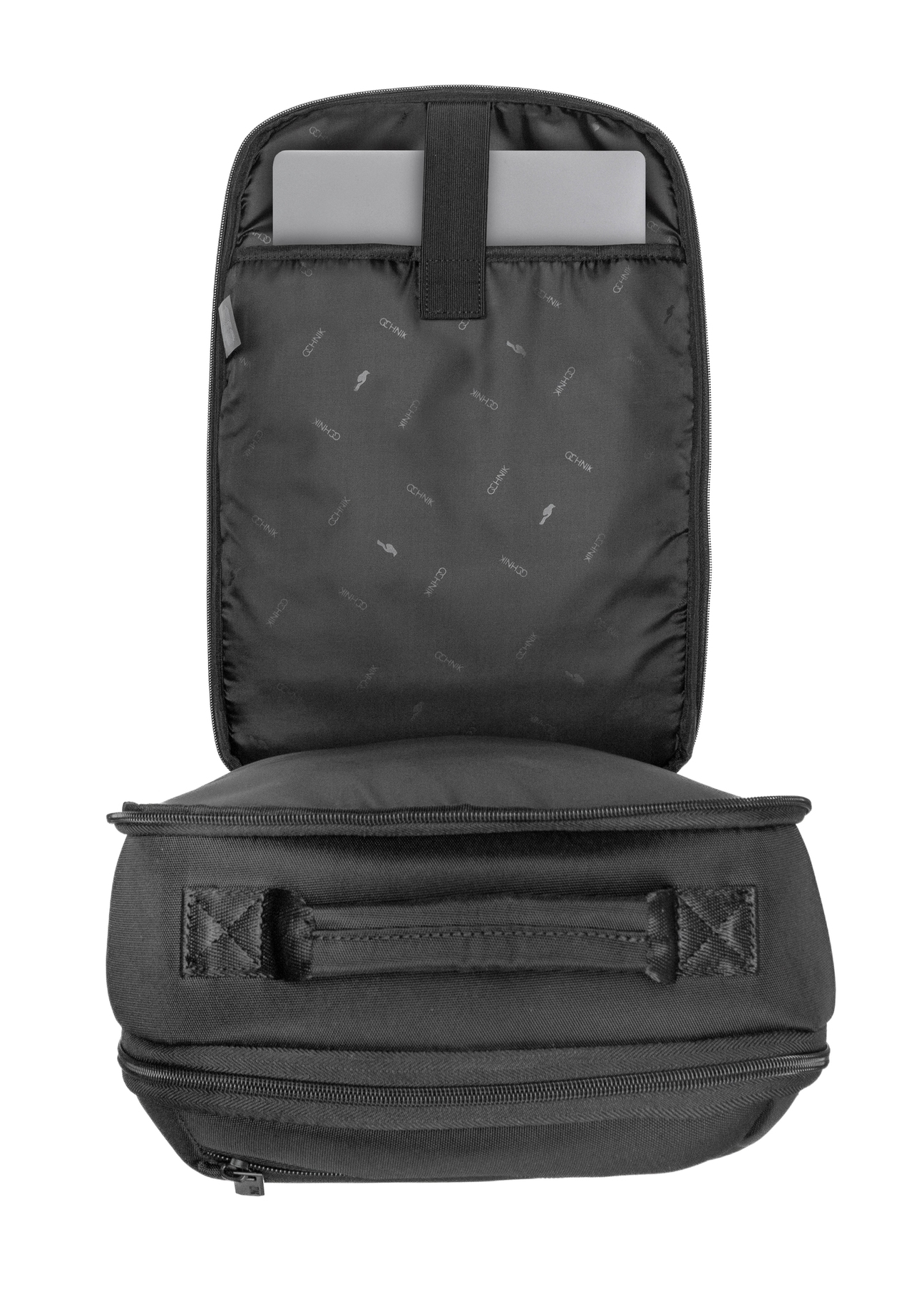 Black men's backpack TORMN-0368-99(Z25), product view from above on a white background.