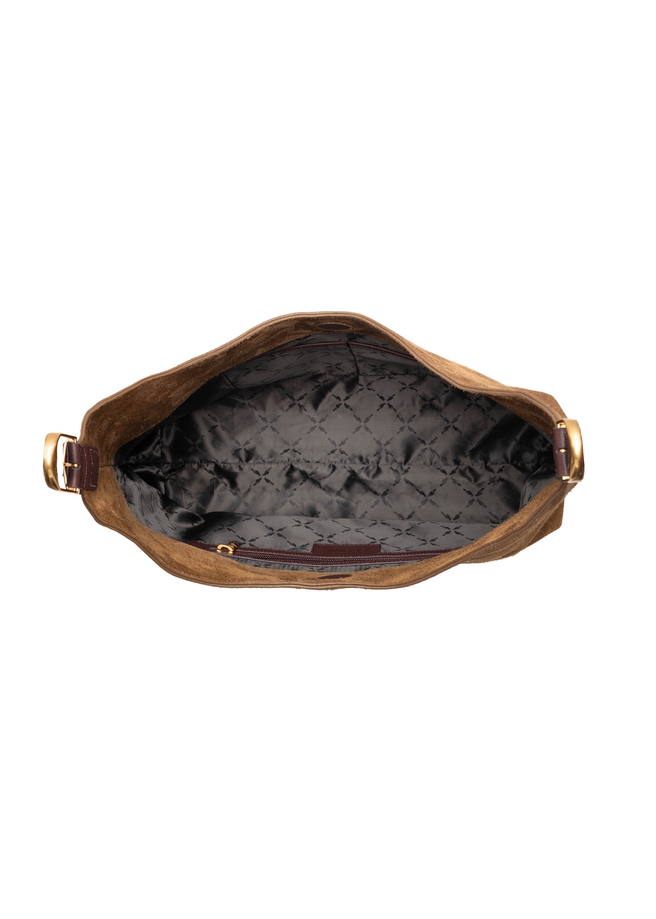 Brown leather women's handbag TORES-1302-1D(W26), product view inside on white background.