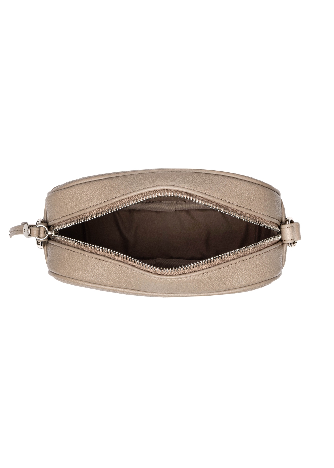 Small women's handbag in cool beige color TOREC-1285-1K(Z26), product view from above on a white background.